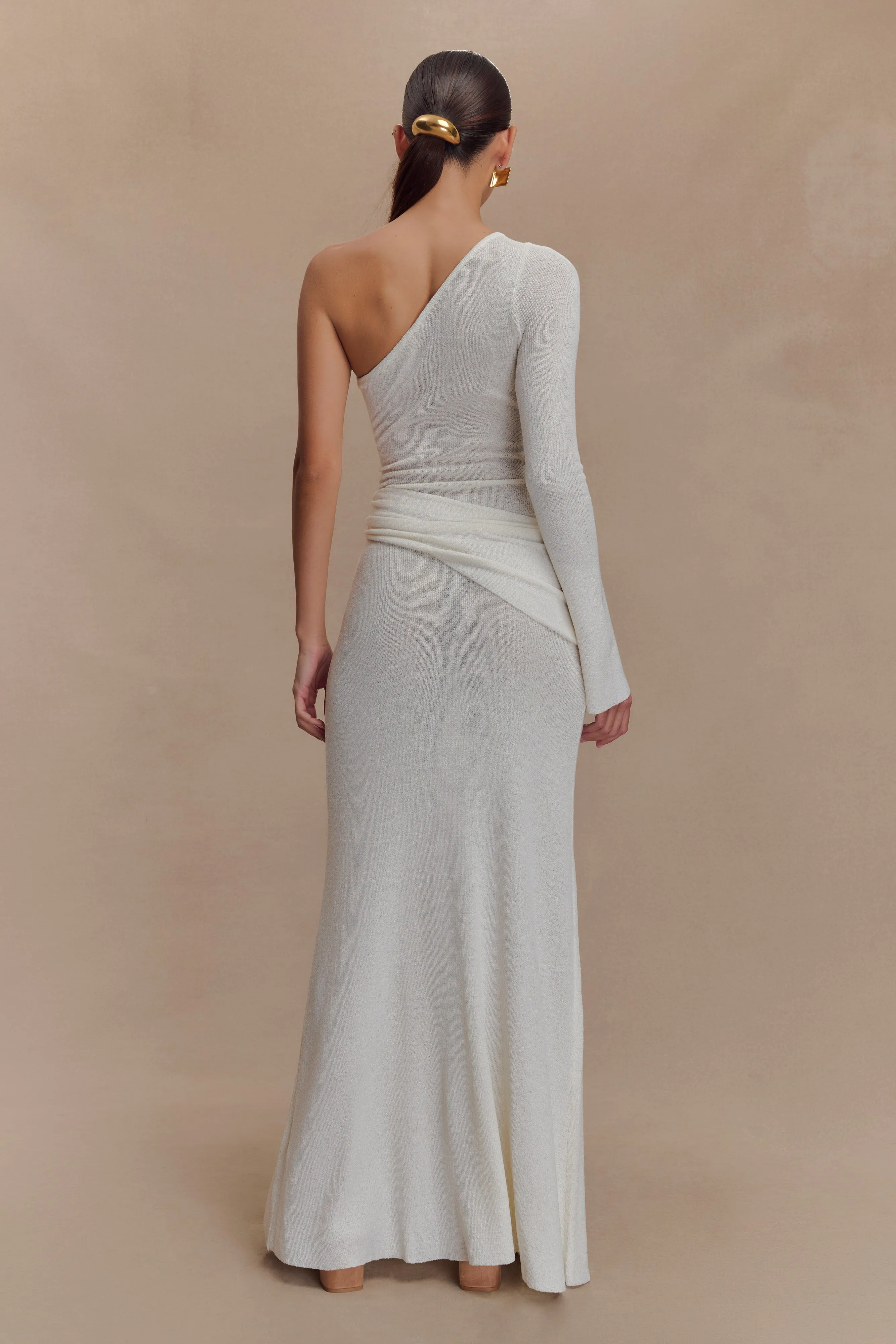 Alexius One Shoulder Knit Maxi Dress - Ivory sold by Meshki product image thumbnail 2