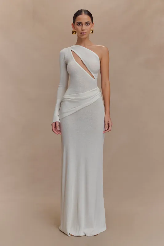 Alexius One Shoulder Knit Maxi Dress - Ivory sold by Meshki