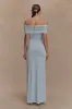 Bernadina Mesh And Slinky Halter Maxi Dress - Pale Blue sold by Meshki