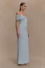 Bernadina Mesh And Slinky Halter Maxi Dress - Pale Blue sold by Meshki