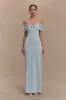 Bernadina Mesh And Slinky Halter Maxi Dress - Pale Blue sold by Meshki