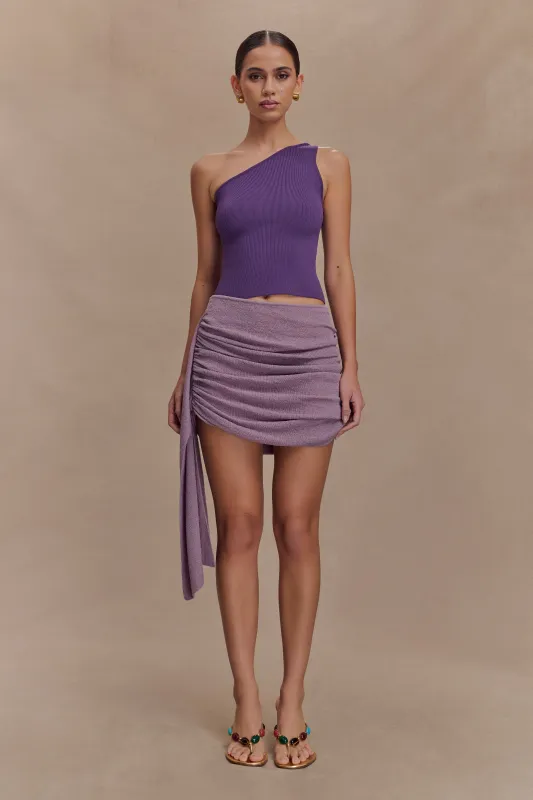 Cali Drape Skirt Knit Mini Dress - Purple sold by Meshki