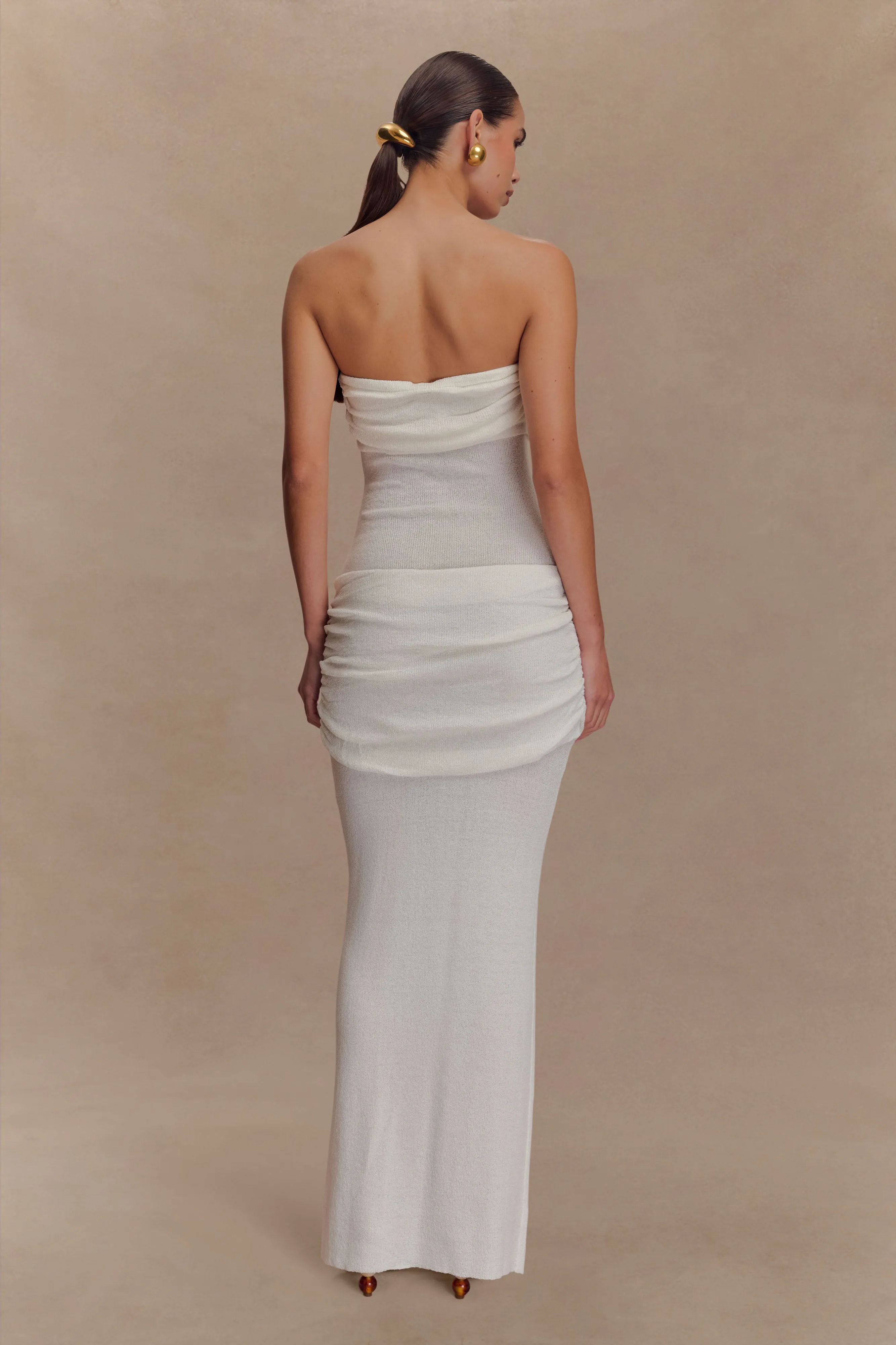Elora Strapless Knit Maxi Dress - Ivory sold by Meshki product image thumbnail 2