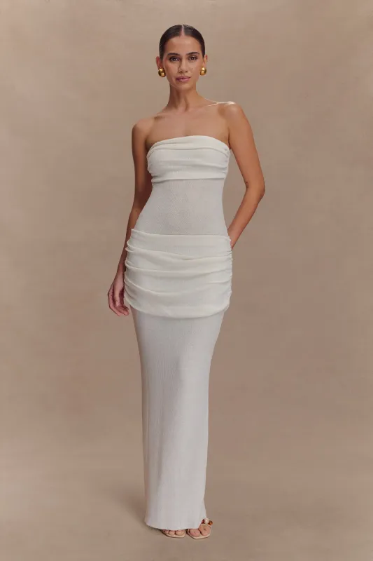 Elora Strapless Knit Maxi Dress - Ivory sold by Meshki