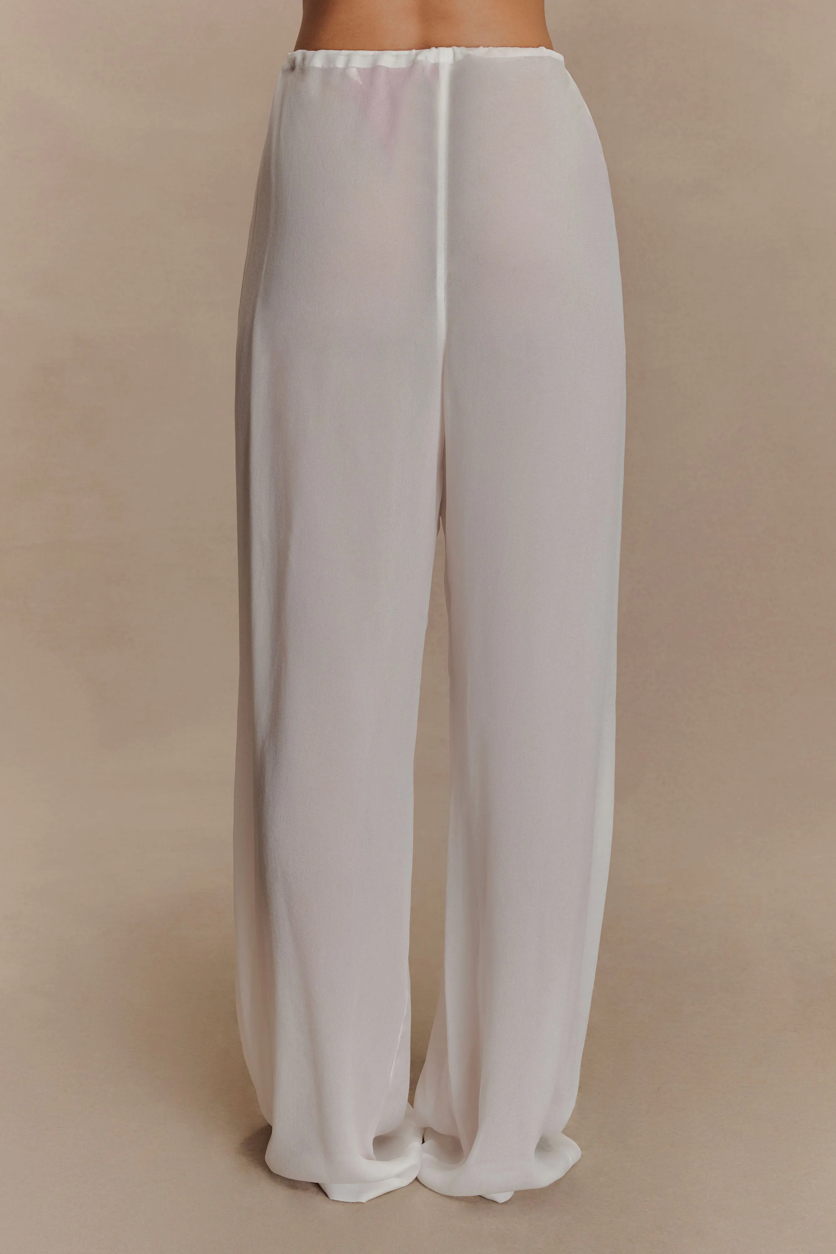 Tonya Sheer Straight Leg Pant - Ivory sold by Meshki product image thumbnail 2
