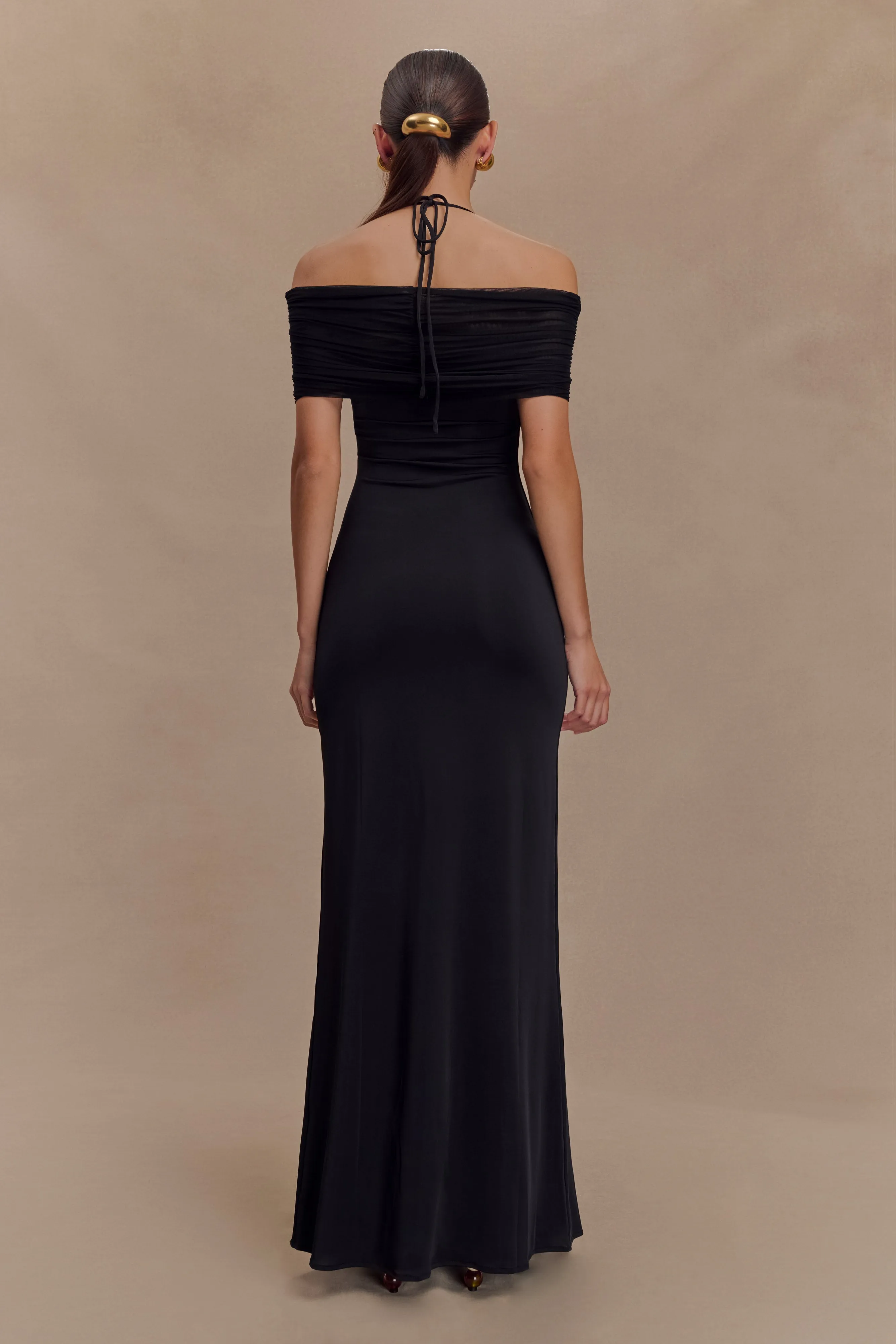 Bernadina Mesh And Slinky Halter Maxi Dress - Black sold by Meshki product image thumbnail 2