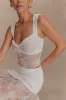 Guinevere Lace And Mesh Top - Ivory sold by Meshki