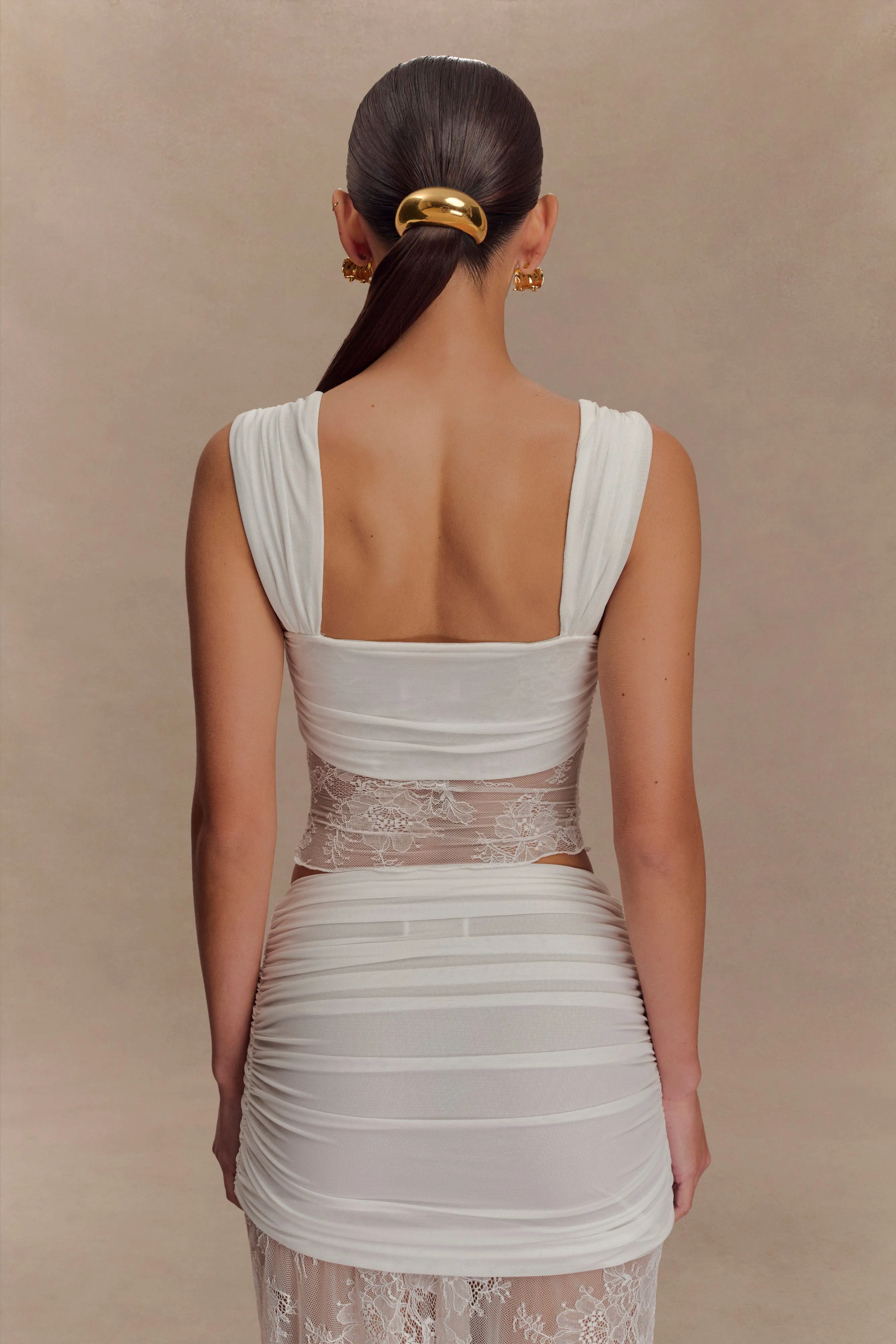 Guinevere Lace And Mesh Top - Ivory sold by Meshki product image thumbnail 2