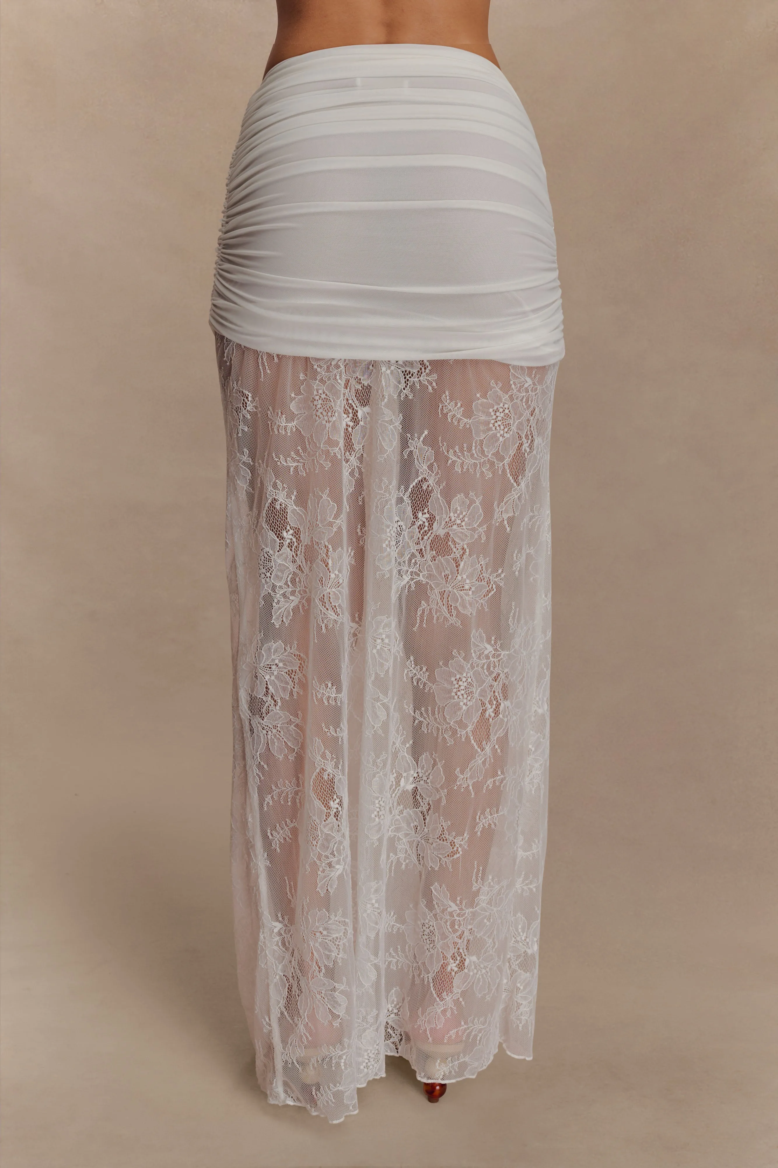 Guinevere Lace And Mesh Maxi Skirt - Ivory sold by Meshki product image thumbnail 2