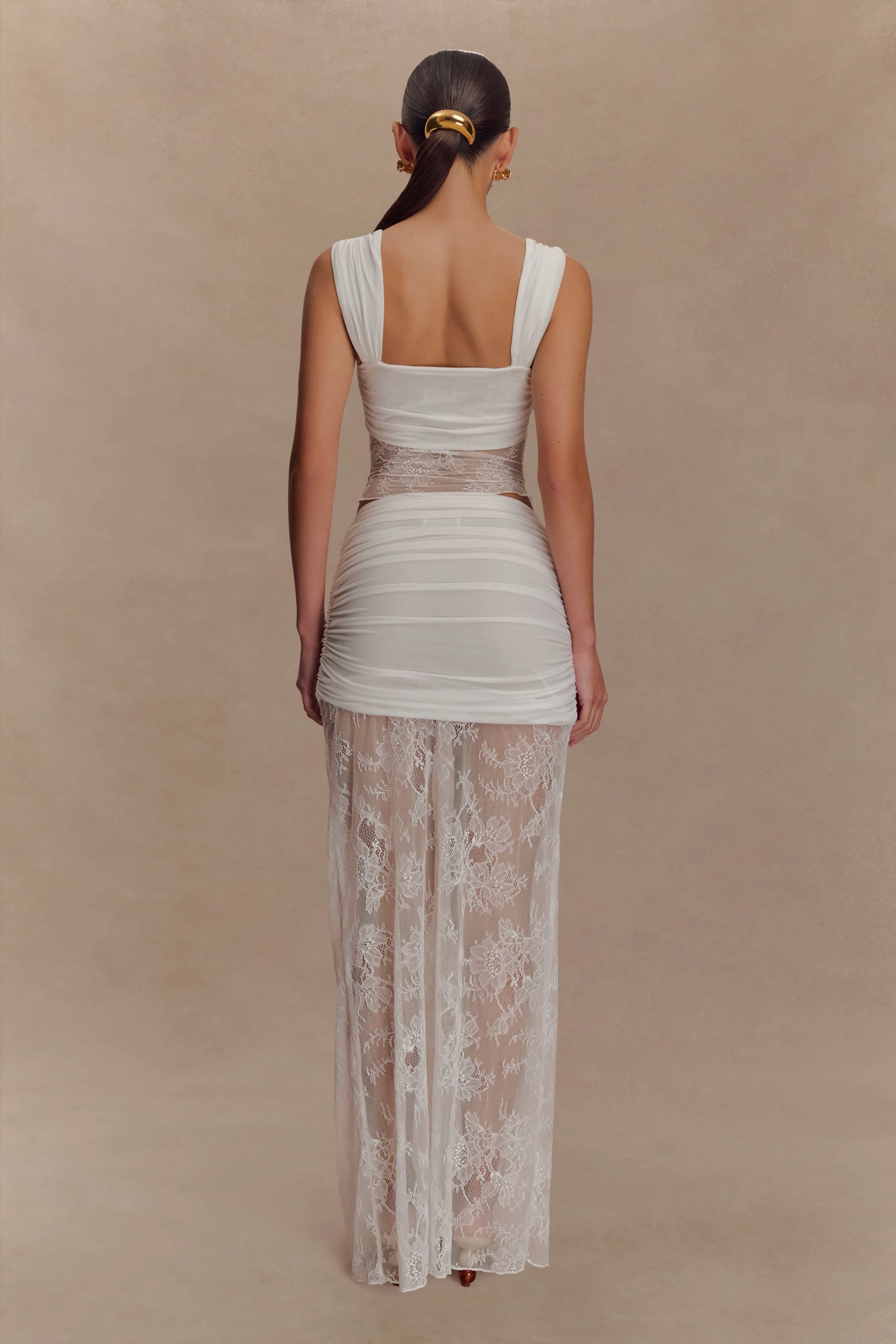 Guinevere Lace And Mesh Maxi Skirt - Ivory sold by Meshki product image thumbnail 5