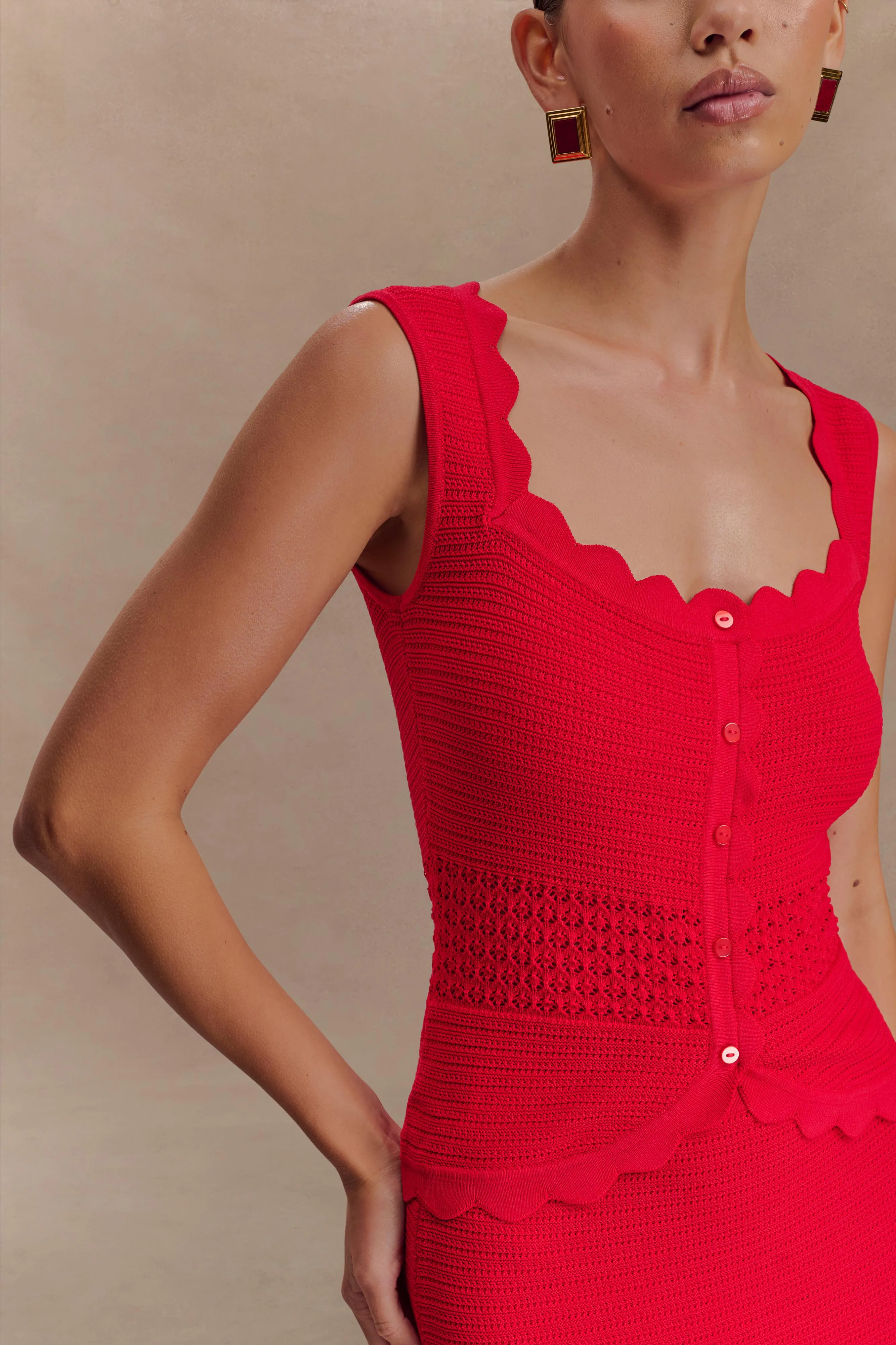 Madeline Scallop Knit Top - Red sold by Meshki product image thumbnail 3