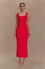 Madeline Scallop Knit Midi Skirt - Red sold by Meshki