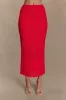Madeline Scallop Knit Midi Skirt - Red sold by Meshki