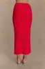 Madeline Scallop Knit Midi Skirt - Red sold by Meshki