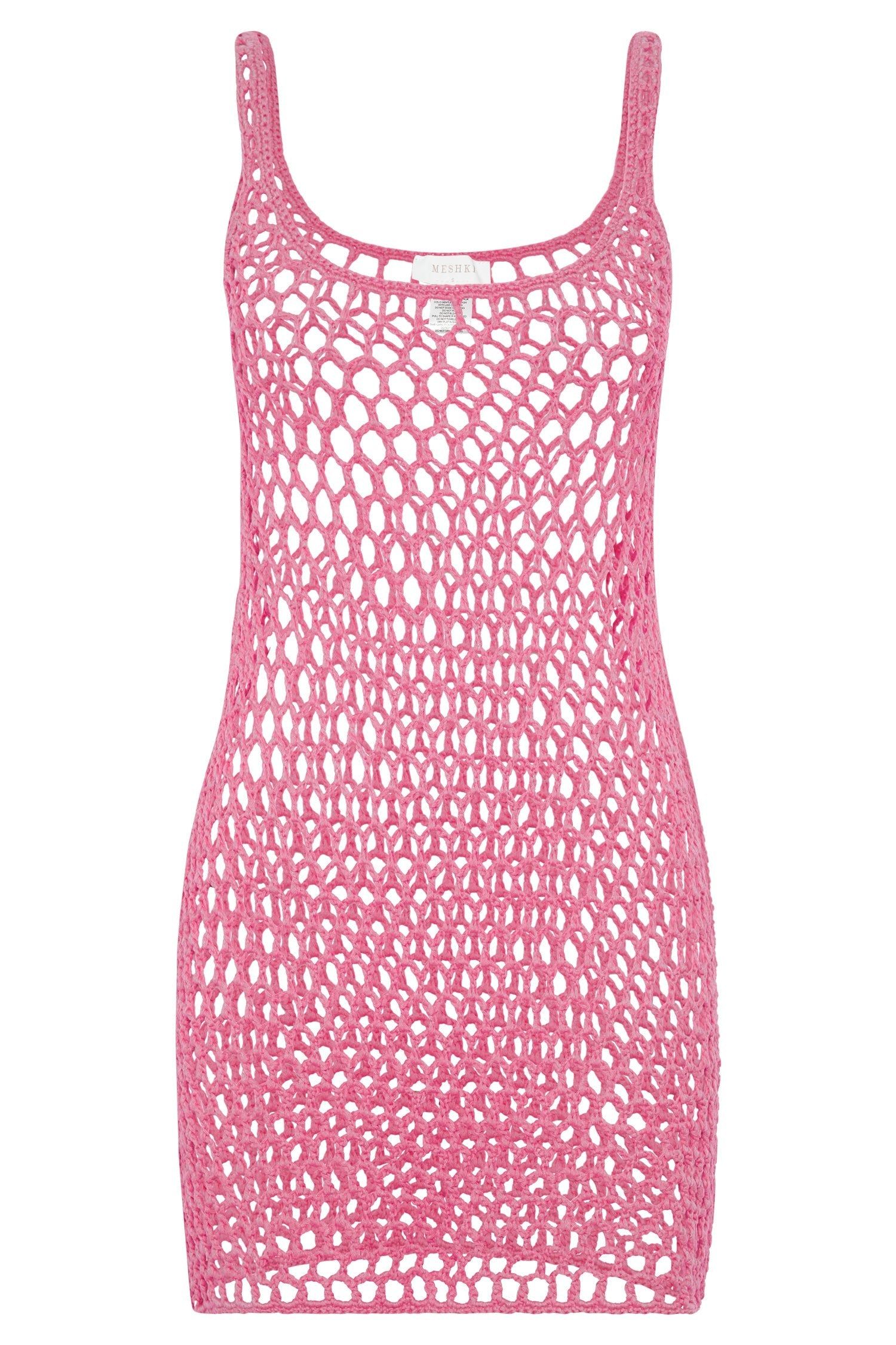 Maris Crochet Mini Dress - Pink sold by Meshki product image thumbnail 5