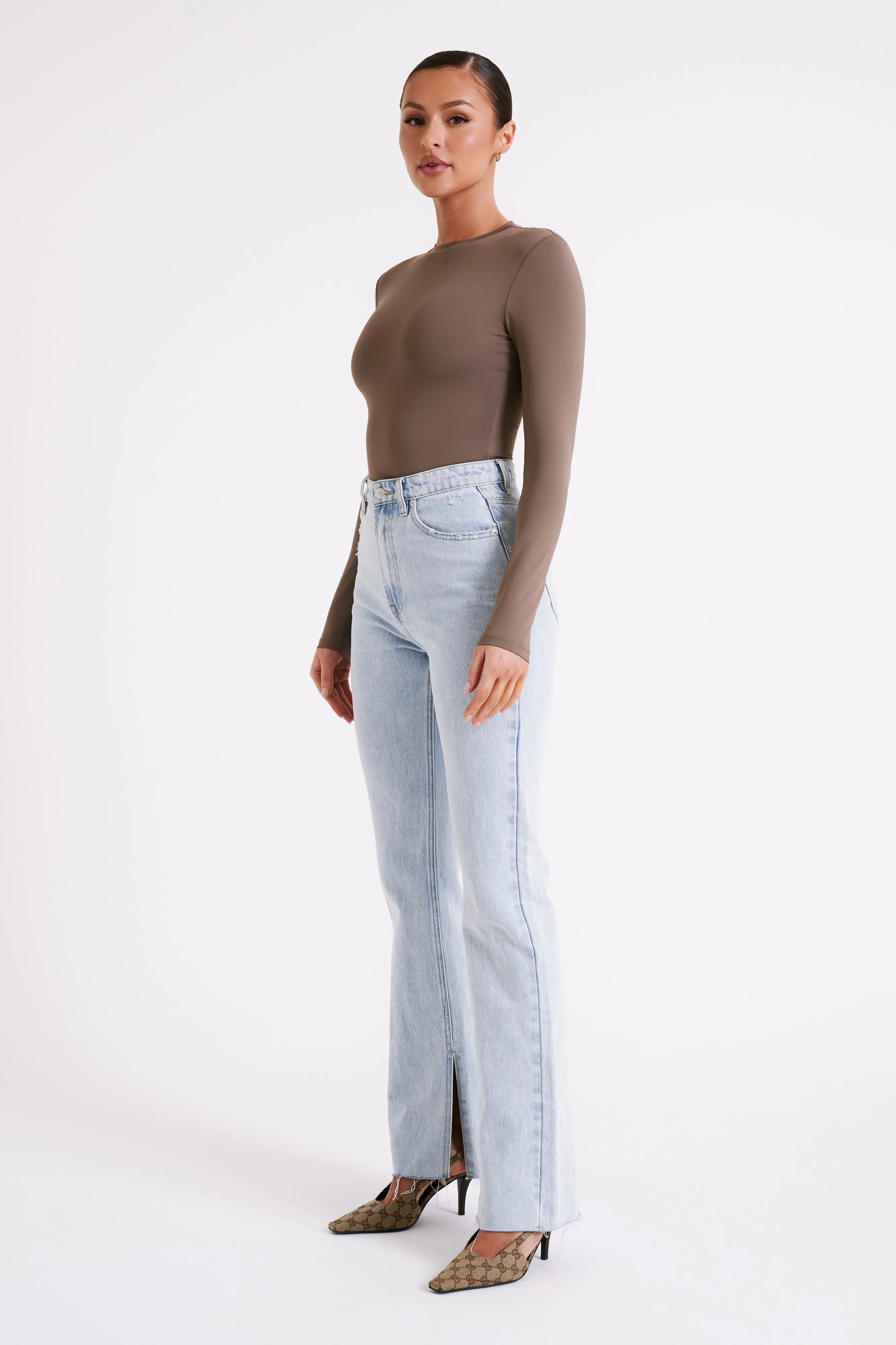 Delilah Long Sleeve Crew Neck Bodysuit - Coco sold by Meshki product image thumbnail 5