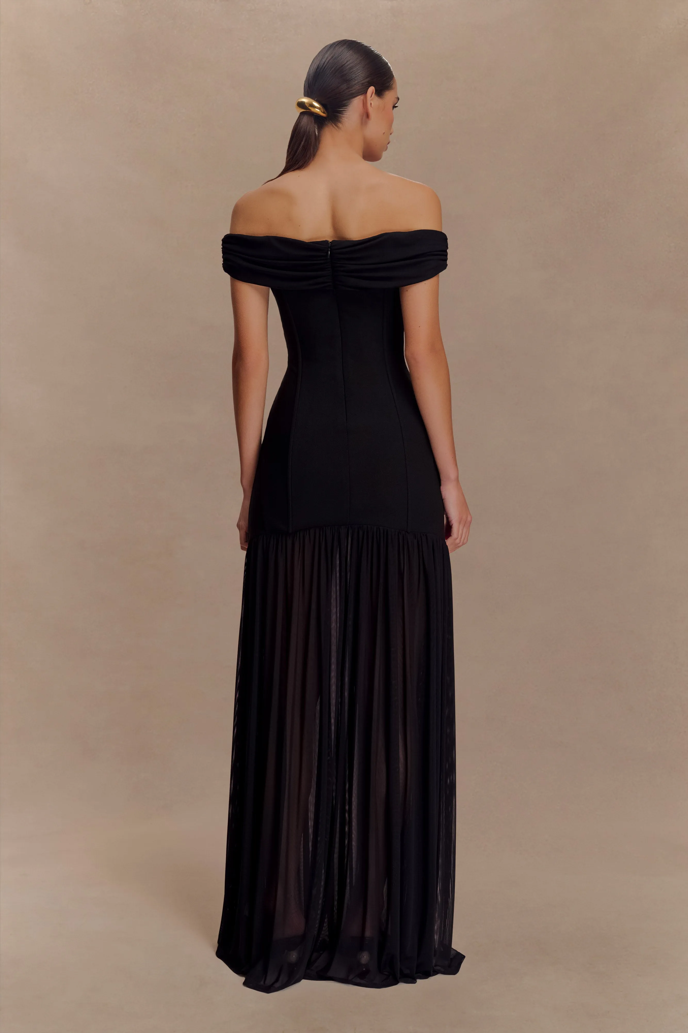 Kellie Off Shoulder Crepe Maxi Dress - Black sold by Meshki product image thumbnail 2