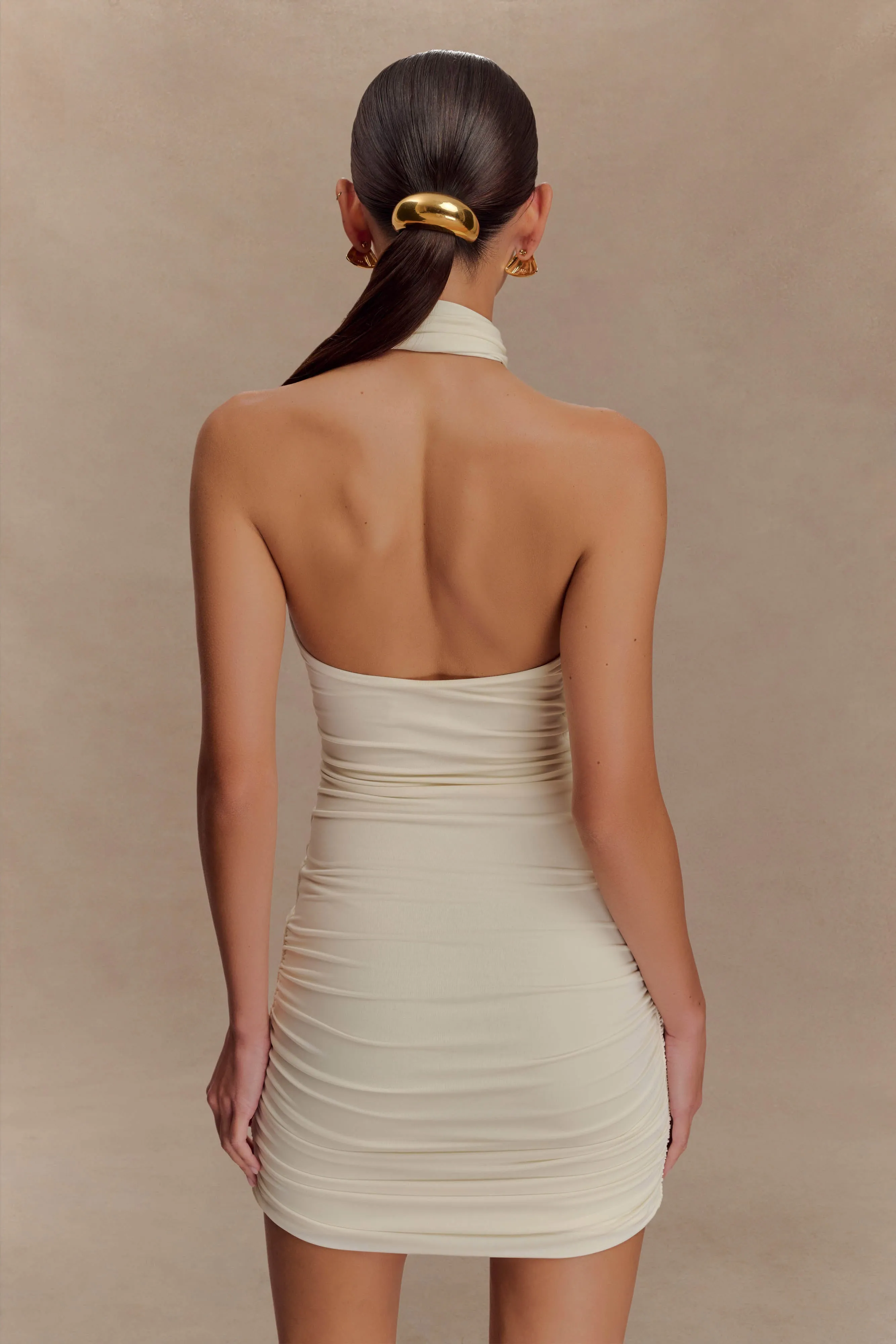 Mariposa Slinky Halter Mini Dress - Ivory sold by Meshki product image thumbnail 5