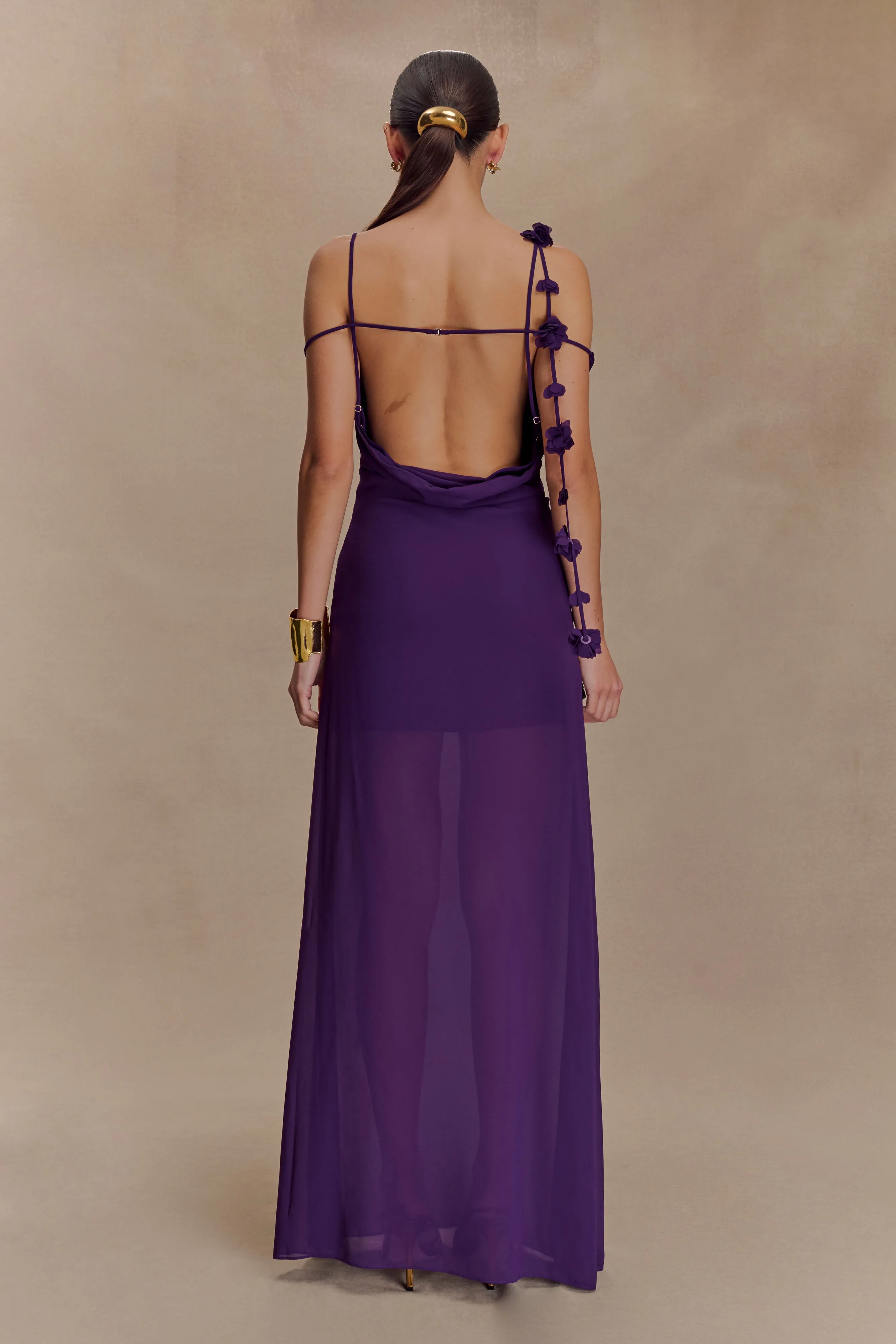 Rosalie Floral Chiffon Maxi Dress - Purple sold by Meshki product image thumbnail 2
