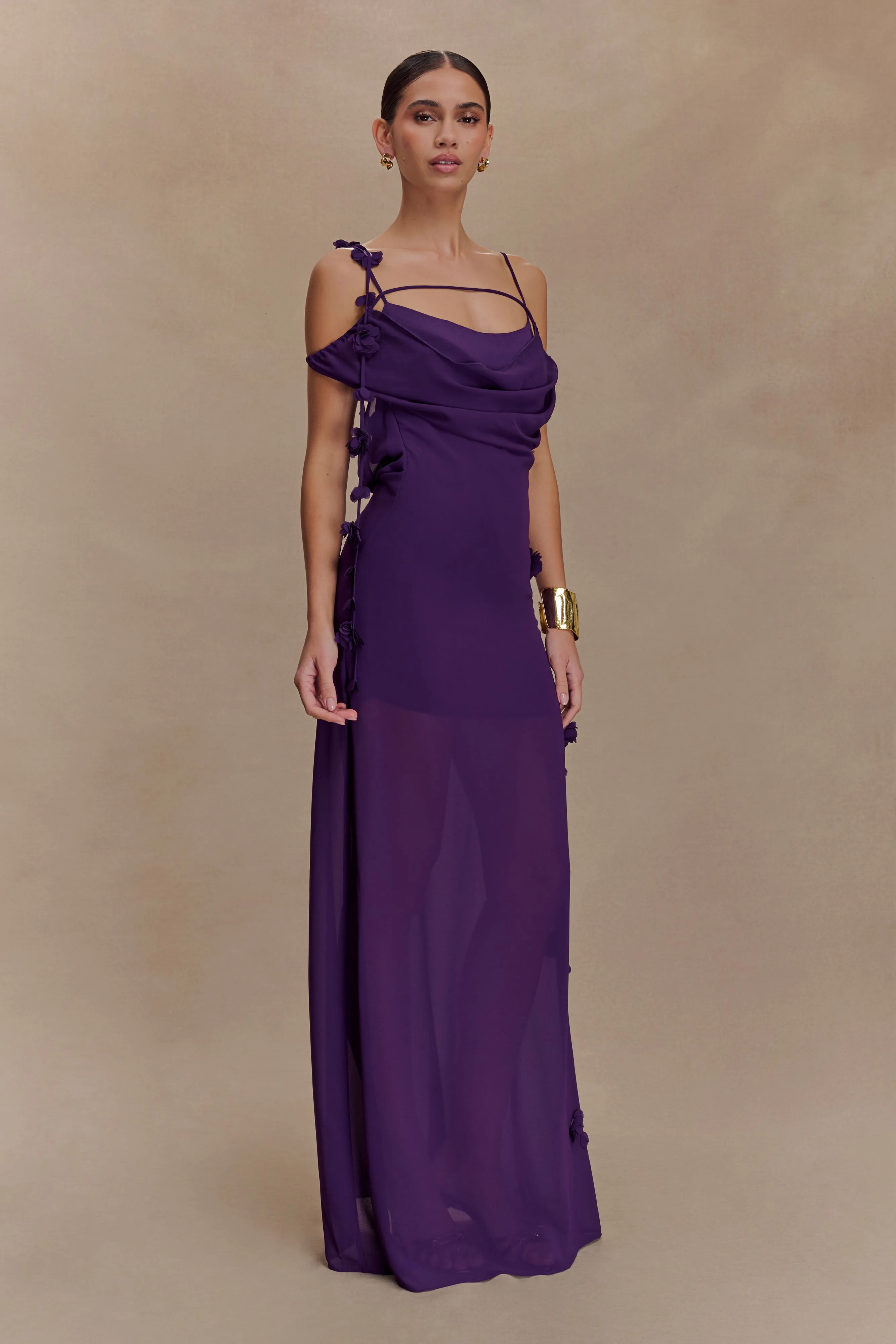 Rosalie Floral Chiffon Maxi Dress - Purple sold by Meshki product image thumbnail 4