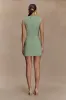Ariana Pleated Neck Mini Dress - Sage sold by Meshki