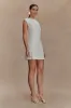 Ariana Pleated Neck Mini Dress - Ivory sold by Meshki