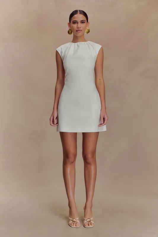 Ariana Pleated Neck Mini Dress - Ivory sold by Meshki