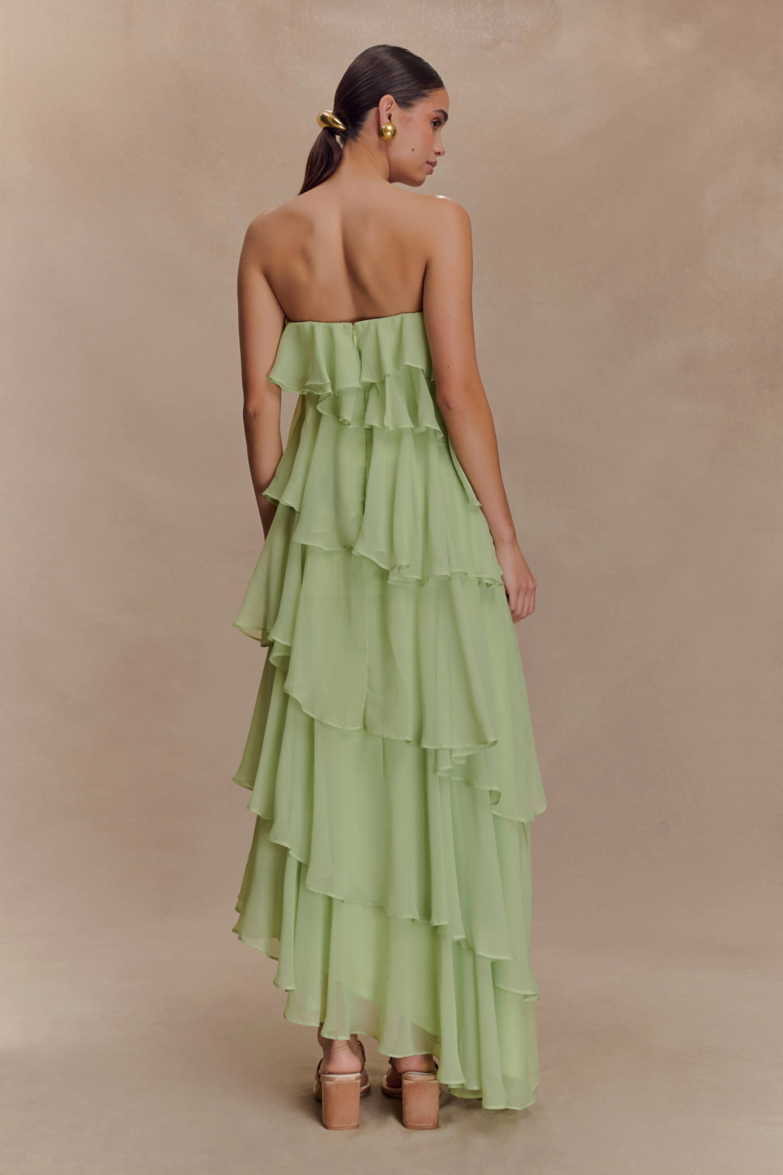 Alexa Ruffle Chiffon Maxi Dress - Pastel Lime sold by Meshki product image thumbnail 2