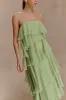 Alexa Ruffle Chiffon Maxi Dress - Pastel Lime sold by Meshki