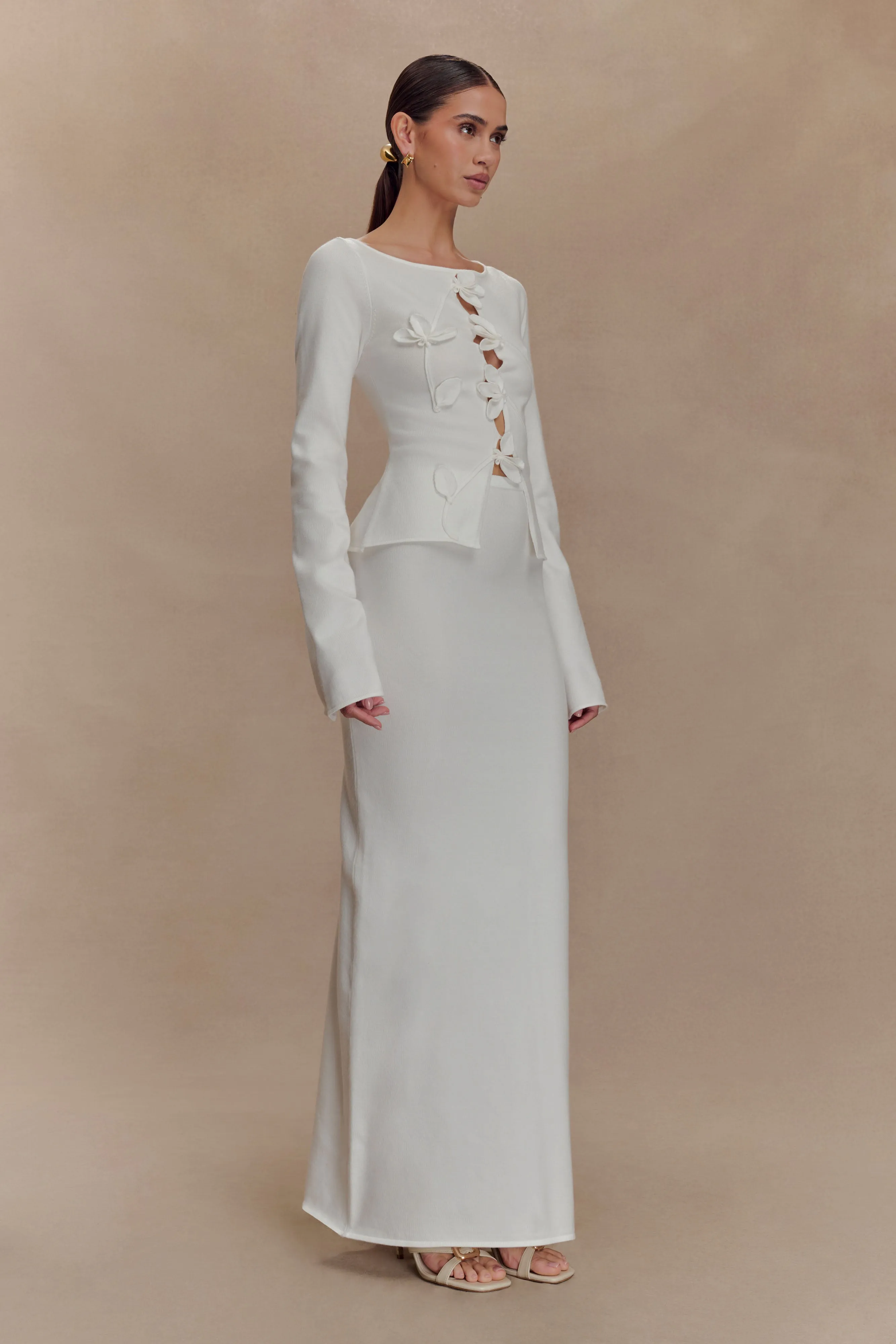 Alejandra Knit Maxi Skirt - White sold by Meshki product image thumbnail 4