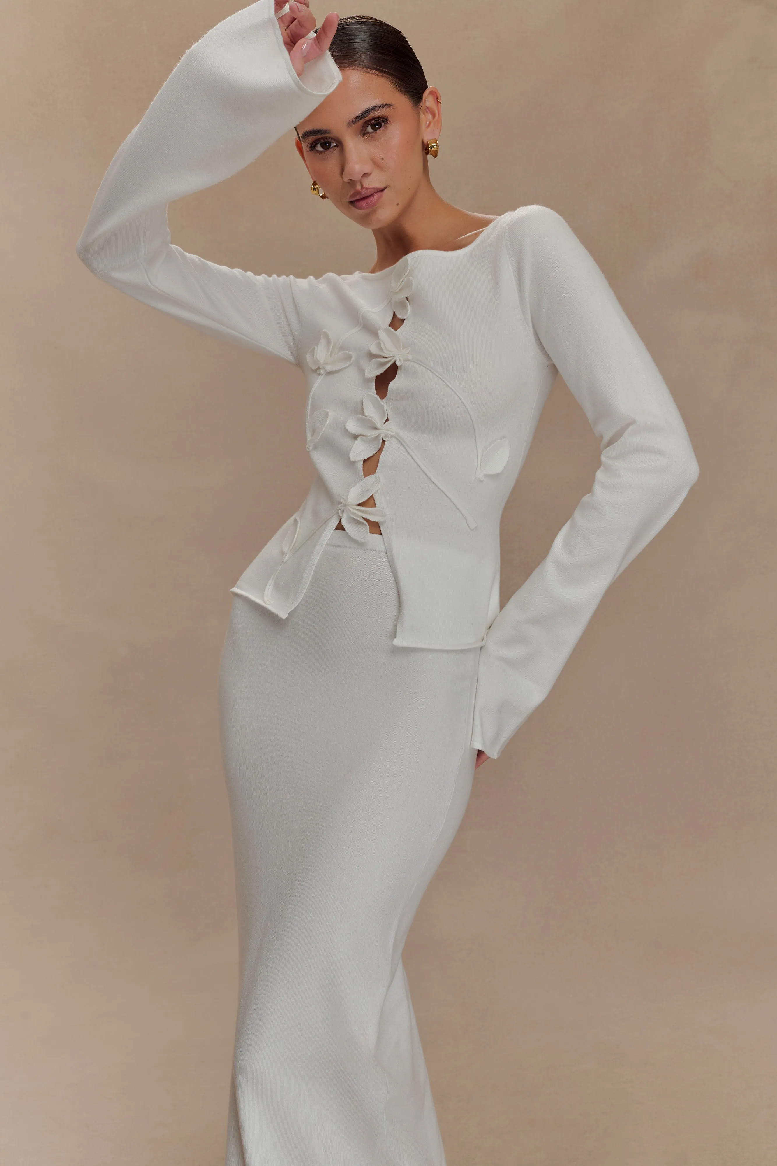 Alejandra Knit Maxi Skirt - White sold by Meshki product image thumbnail 3