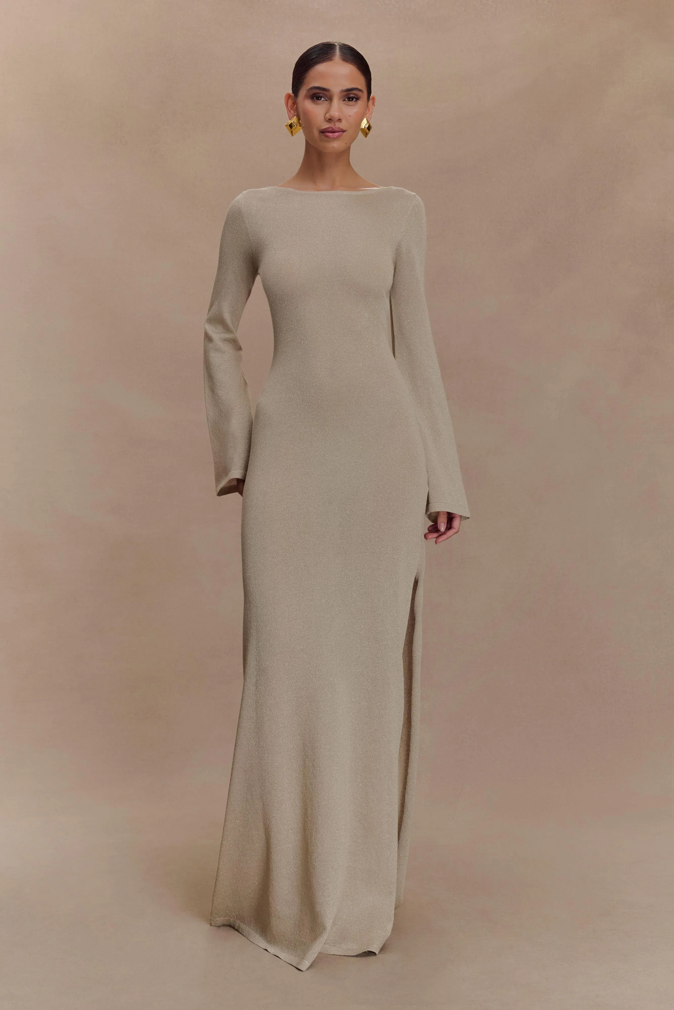 Atticus Knit Maxi Dress With Sequin - Gold sold by Meshki product image thumbnail 5