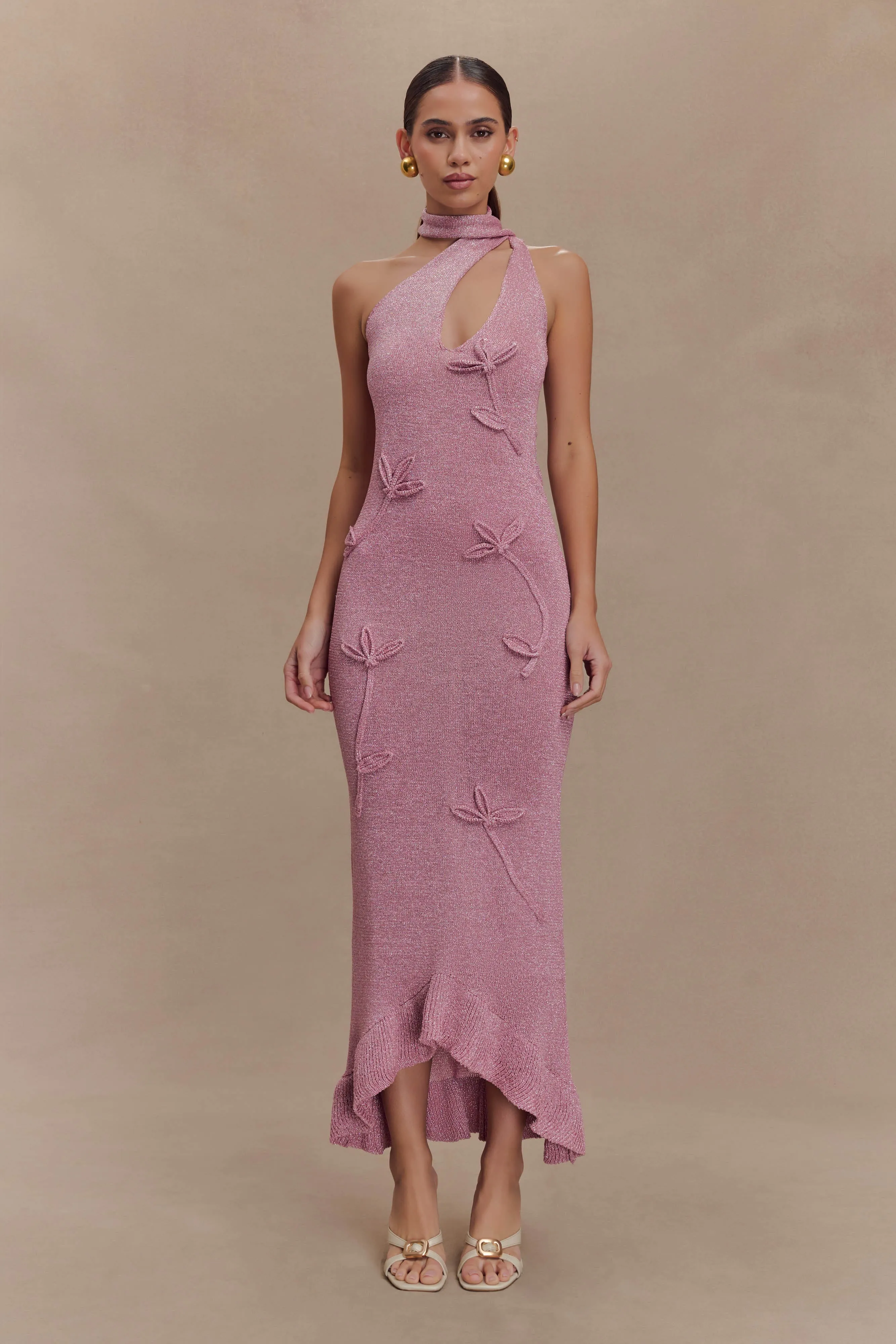 Celestino Floral Metallic Knit Maxi Dress - Pink sold by Meshki
