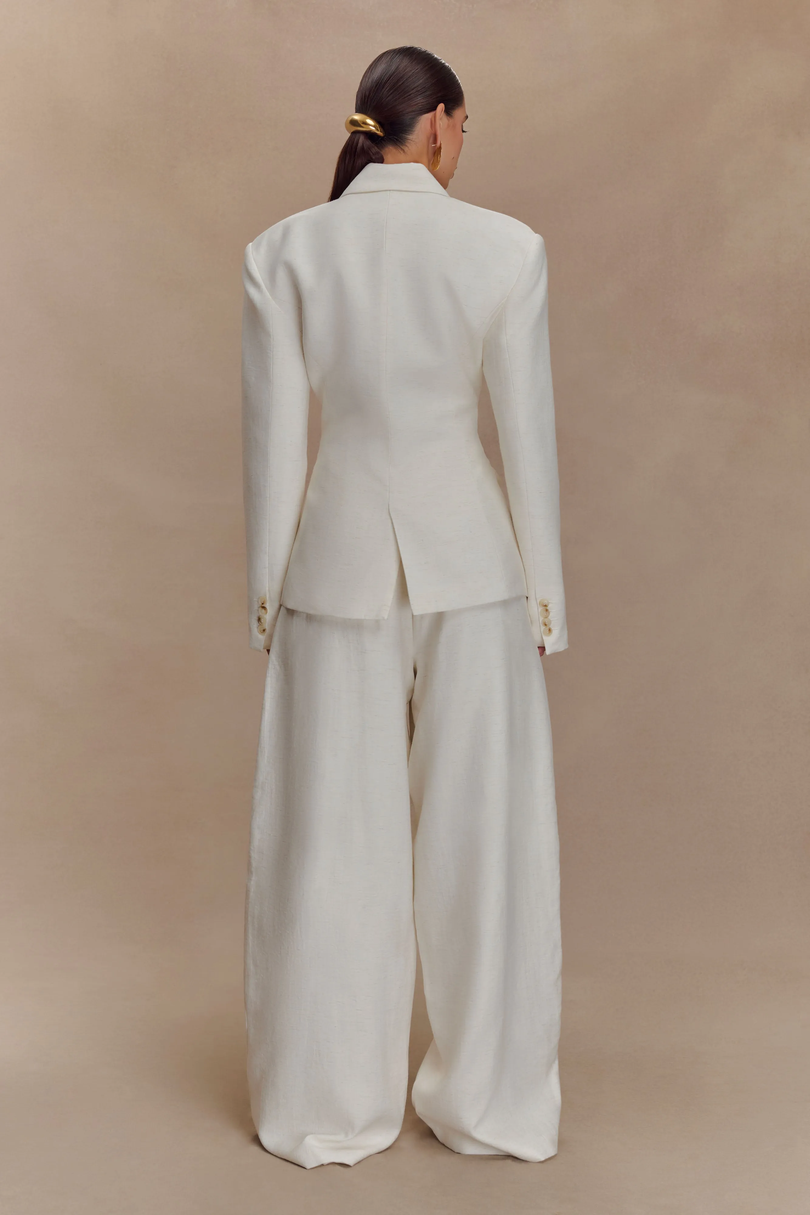 Cyrene Linen Wide Leg Pants - Oat Marle sold by Meshki product image thumbnail 5