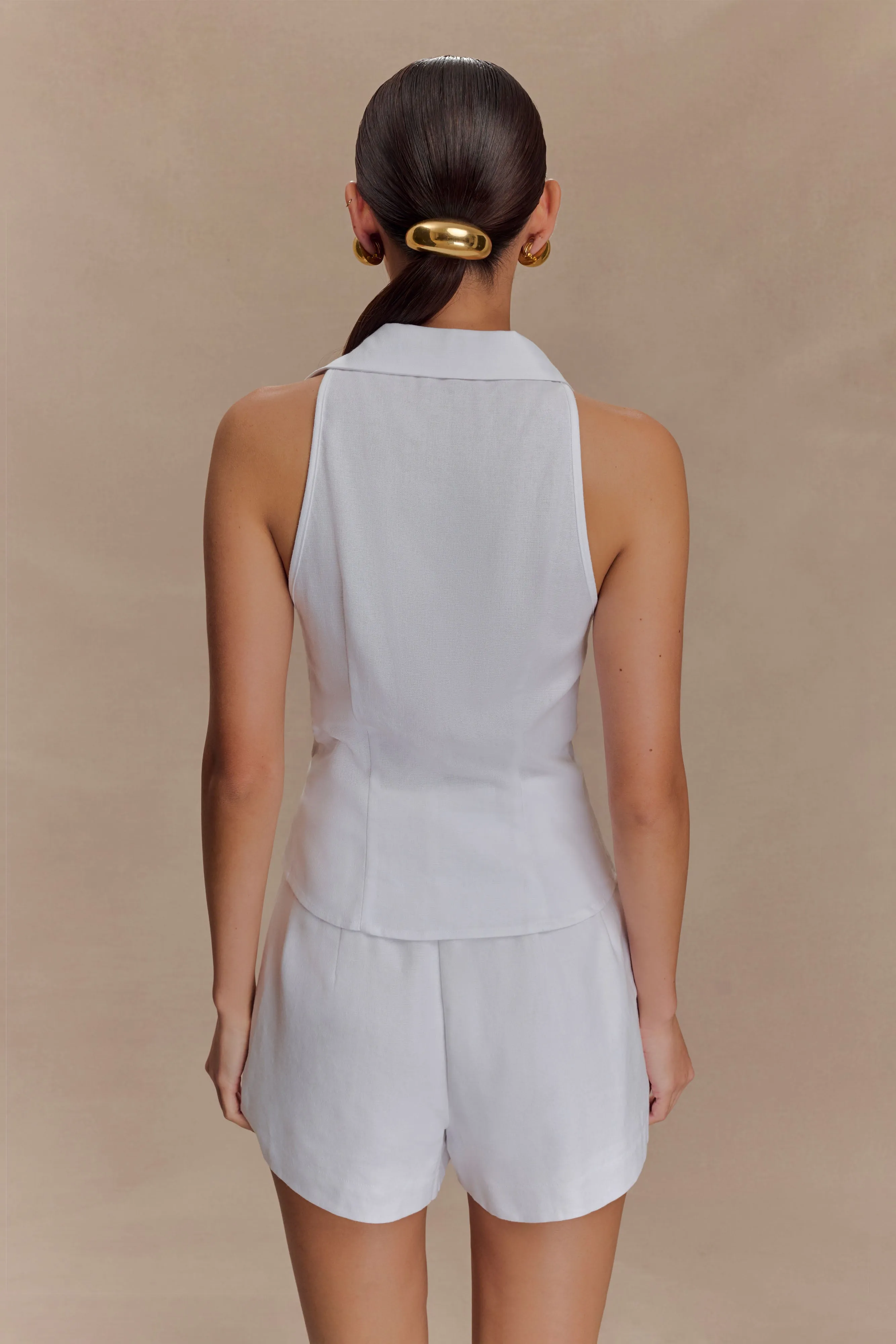 Scout Sleeveless Linen Shirt - White sold by Meshki product image thumbnail 2