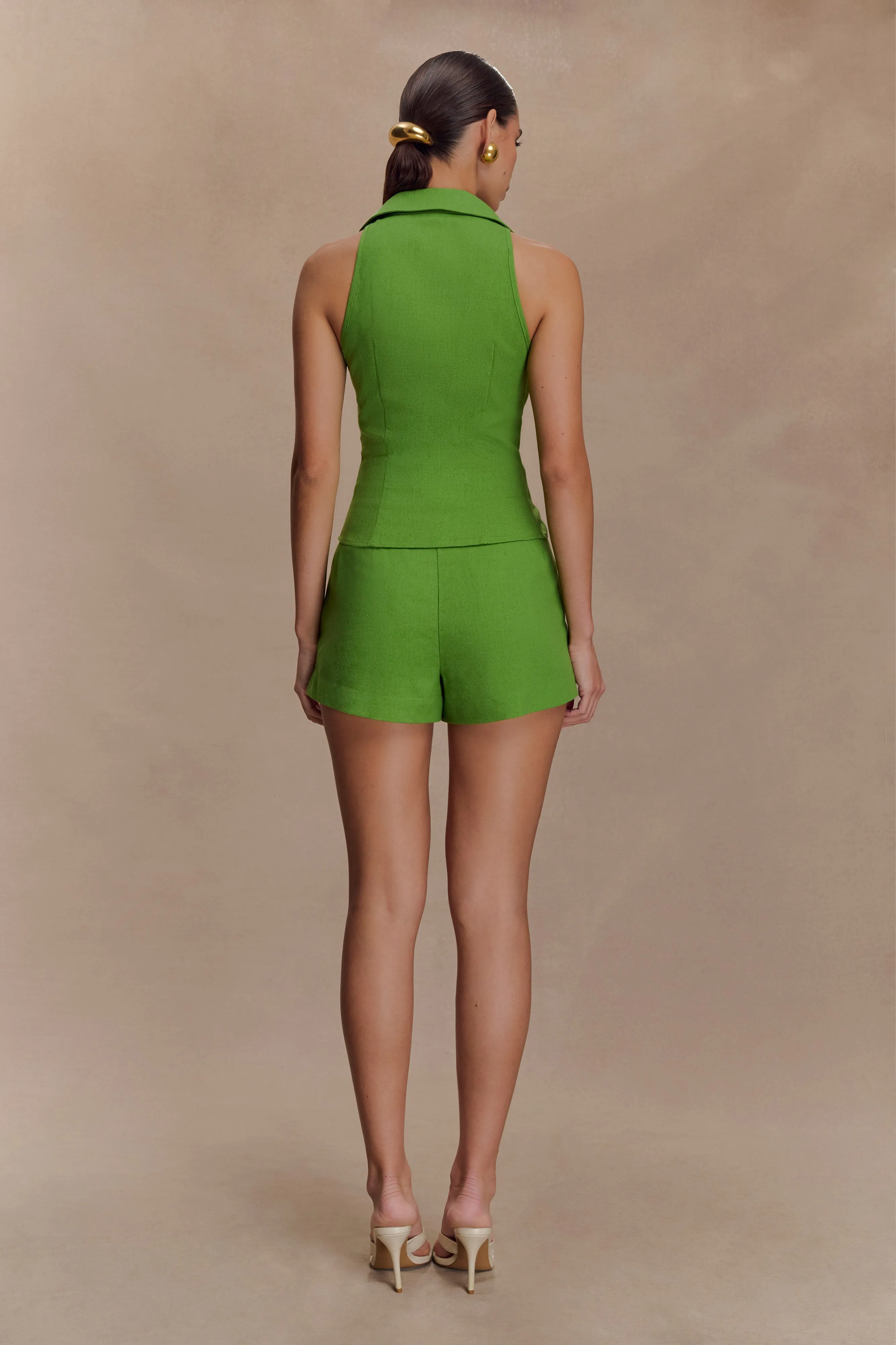 Scout Sleeveless Linen Shirt - Green sold by Meshki product image thumbnail 5