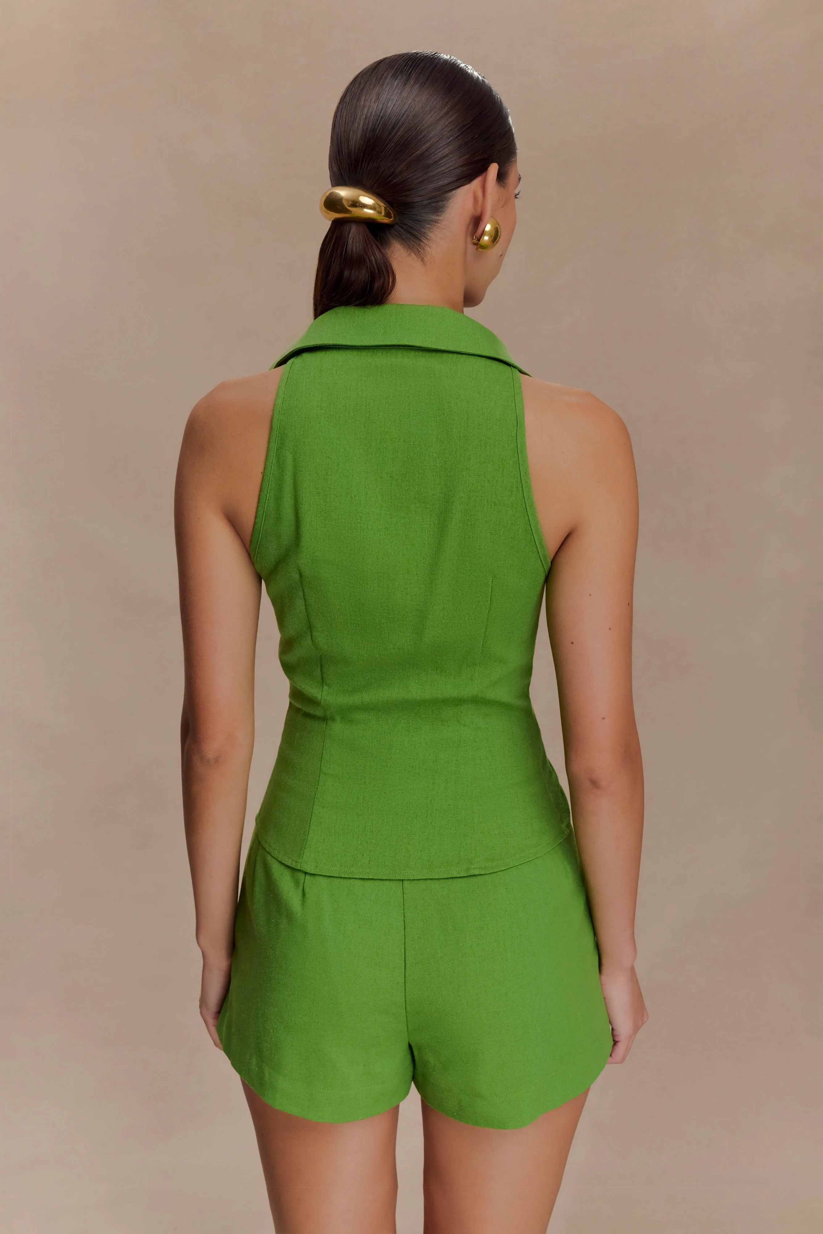 Scout Sleeveless Linen Shirt - Green sold by Meshki product image thumbnail 2