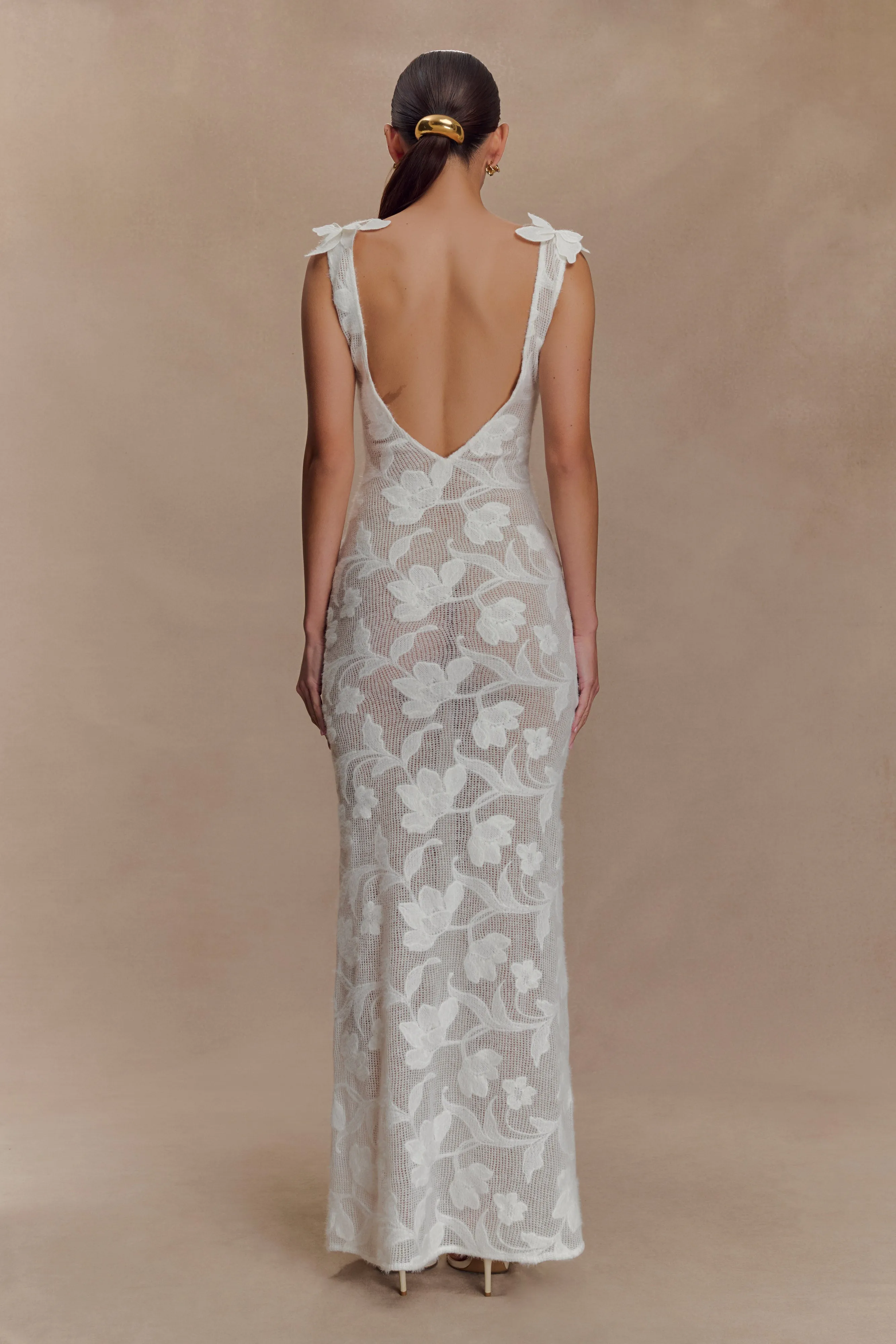 Cornelia Floral Sheer Maxi Dress - Ivory sold by Meshki product image thumbnail 2