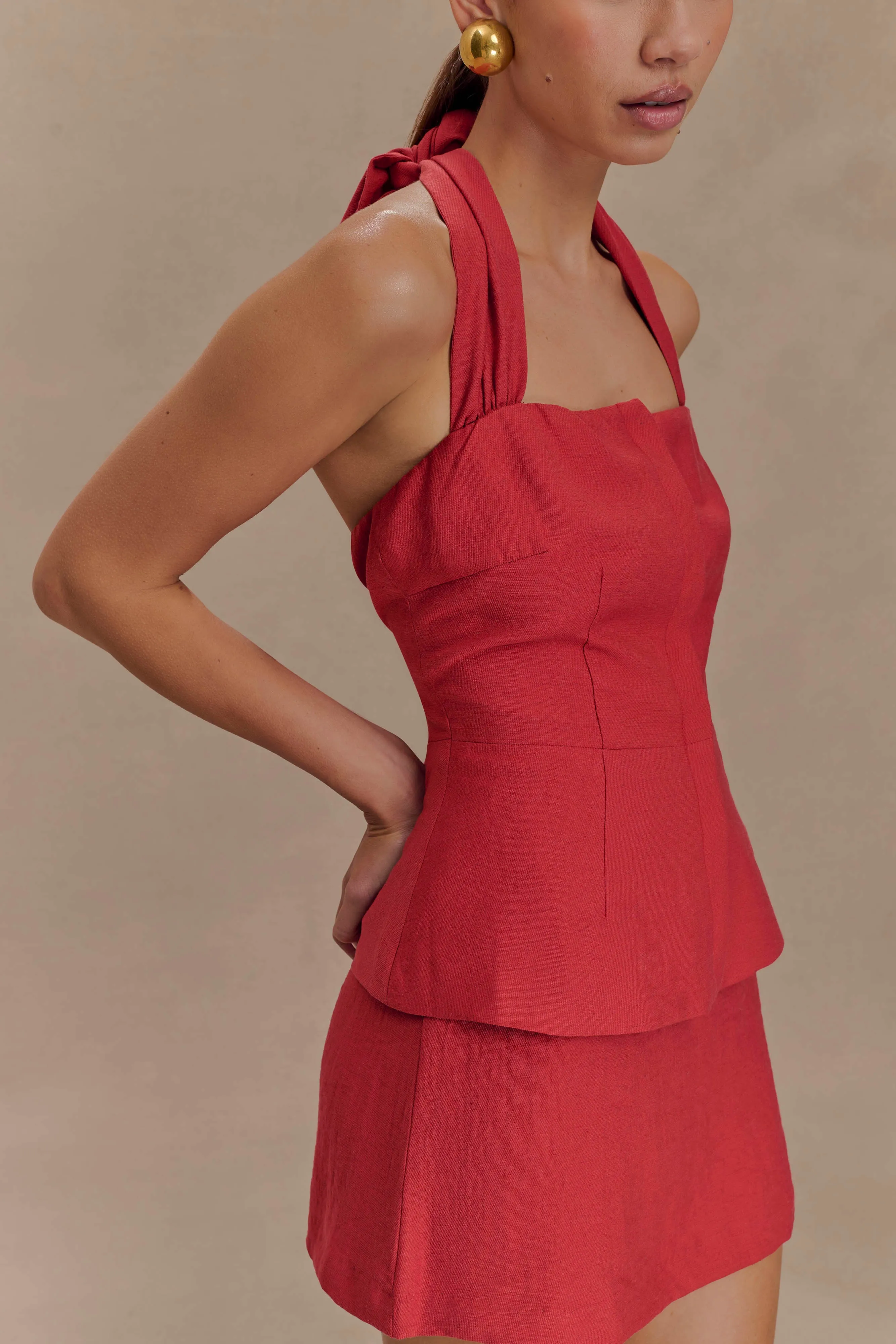 Kallie Linen Skort - Burnt Rose sold by Meshki product image thumbnail 3