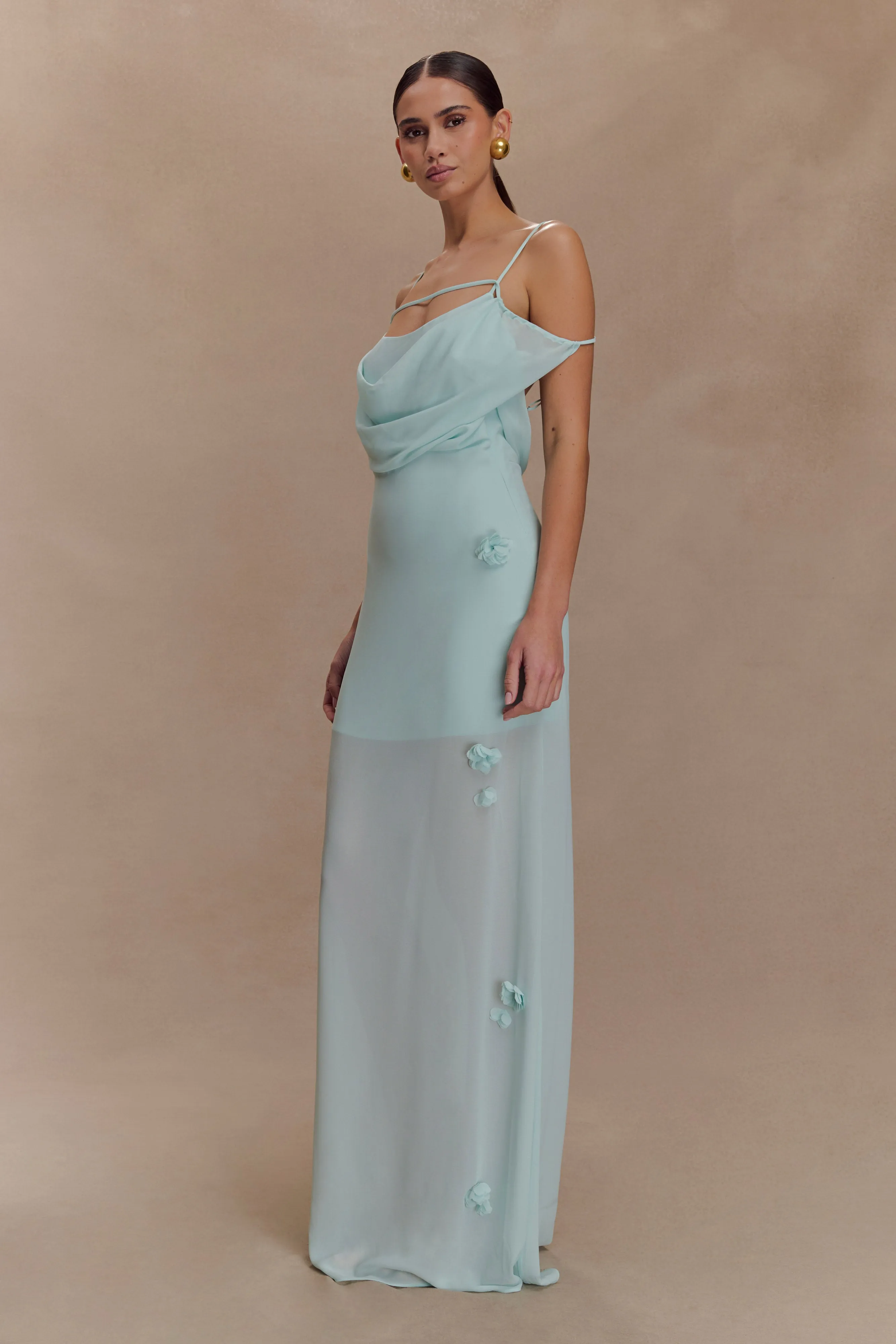 Rosalie Floral Chiffon Maxi Dress - Lagoon sold by Meshki product image thumbnail 5