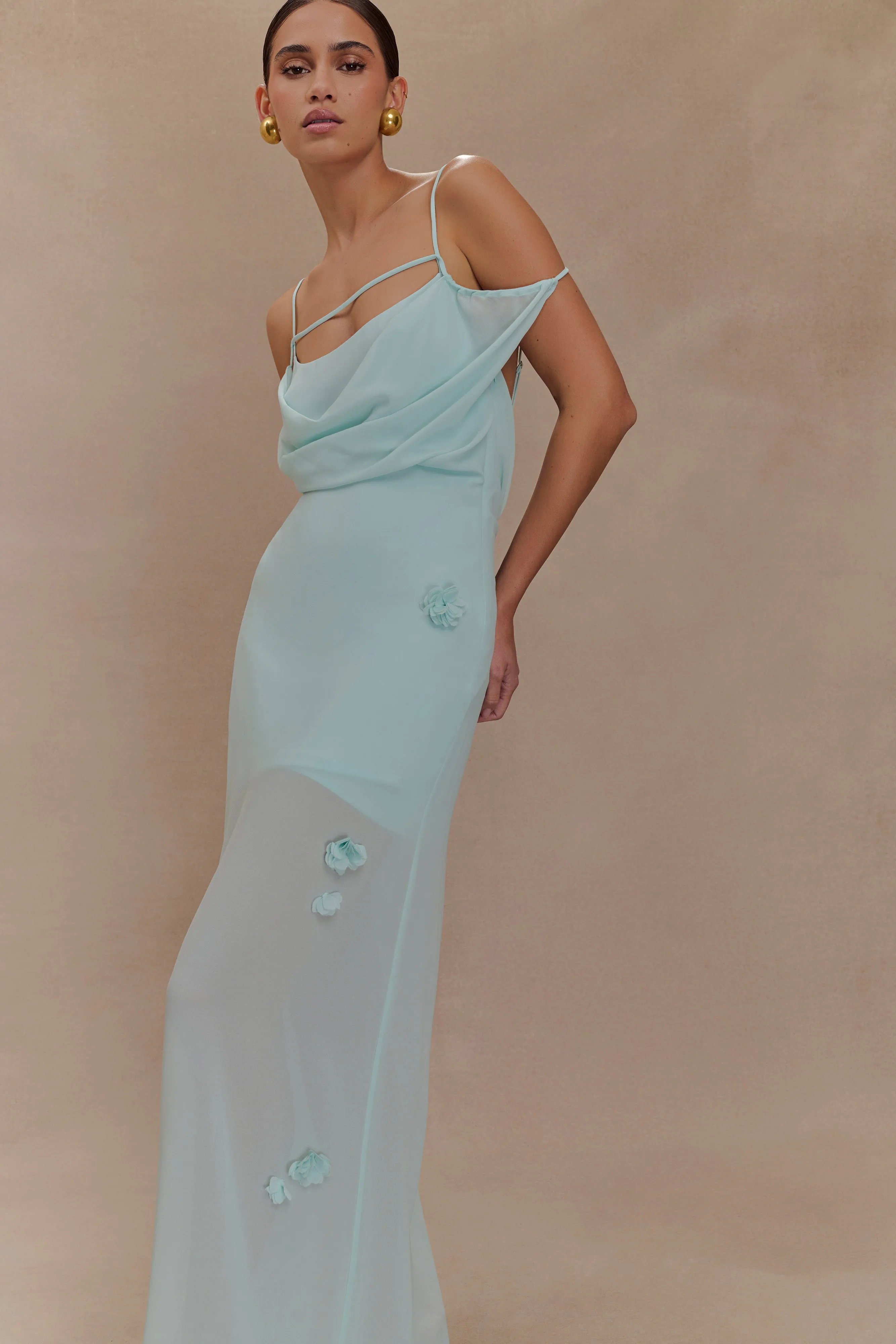 Rosalie Floral Chiffon Maxi Dress - Lagoon sold by Meshki product image thumbnail 4