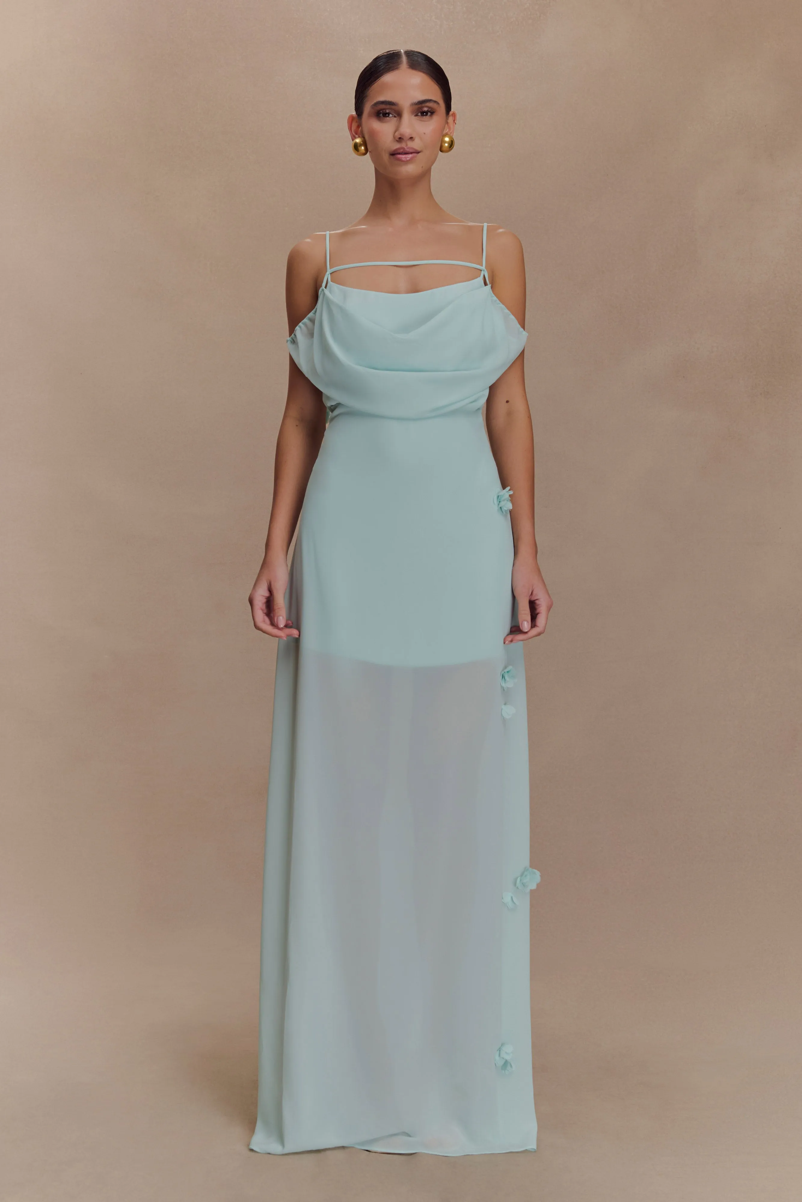 Rosalie Floral Chiffon Maxi Dress - Lagoon sold by Meshki product image thumbnail 3