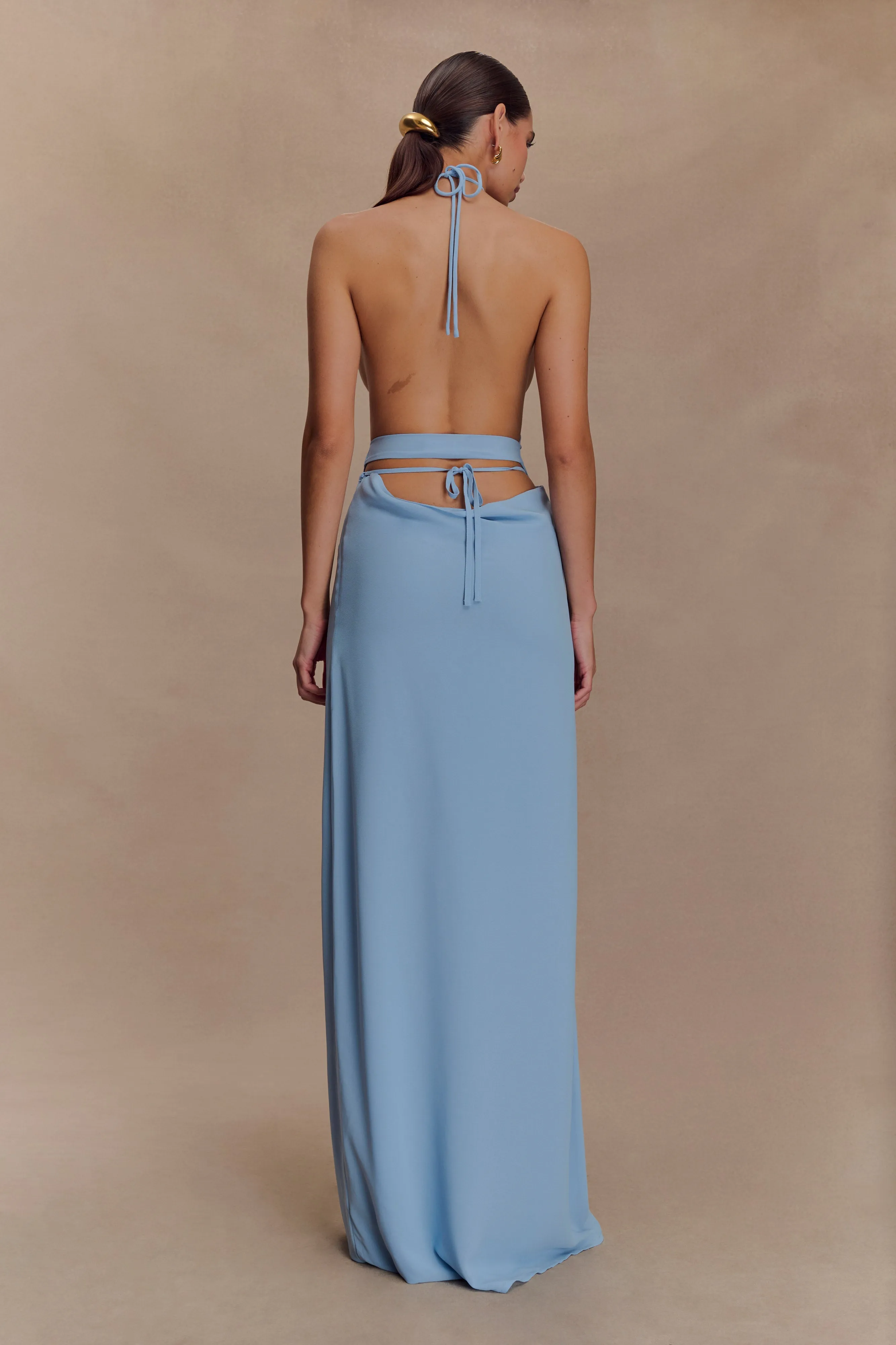 Katalina Chiffon Cowl Halter Top - Sky Blue sold by Meshki product image thumbnail 5