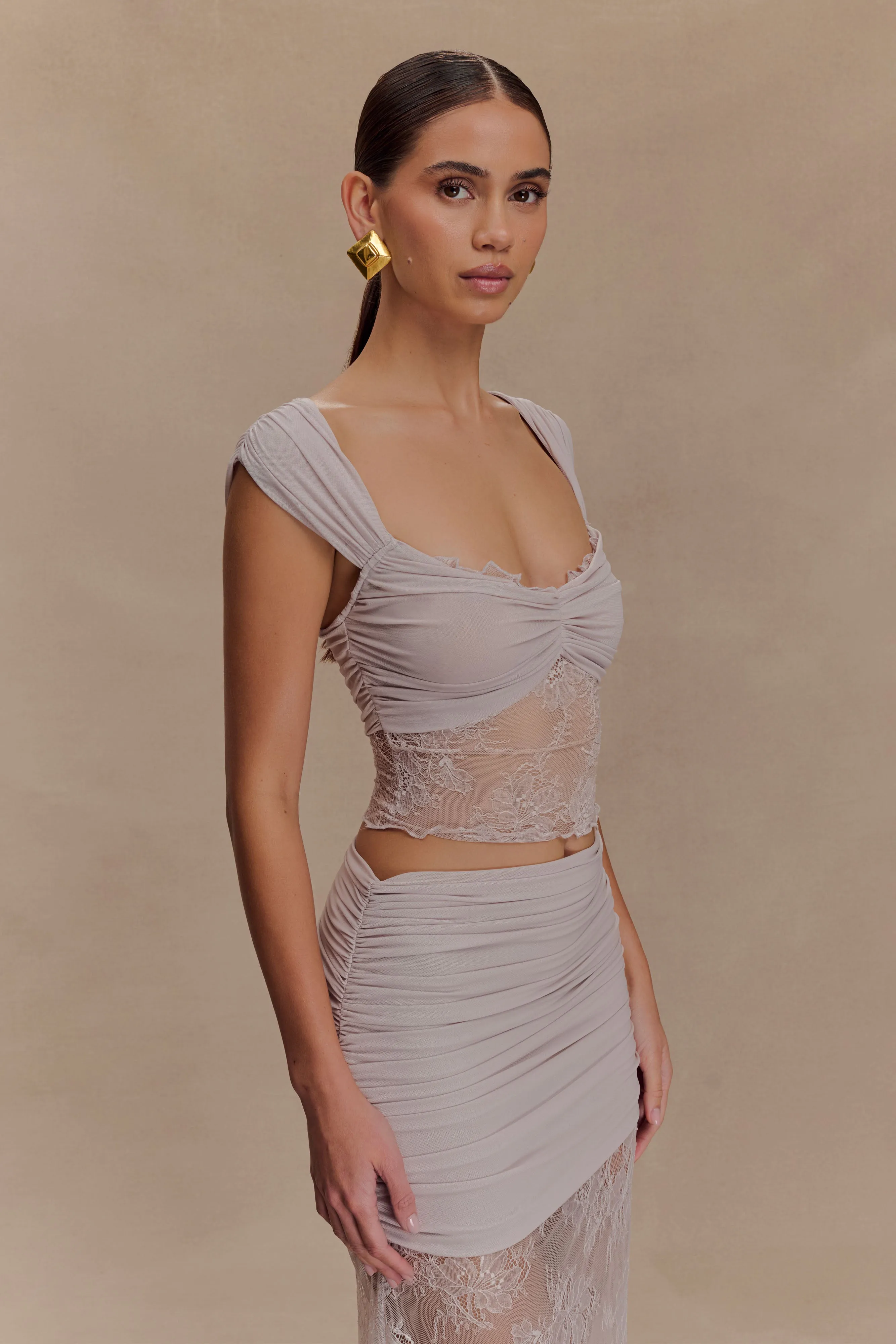 Guinevere Lace And Mesh Top - Lilac sold by Meshki product image thumbnail 5