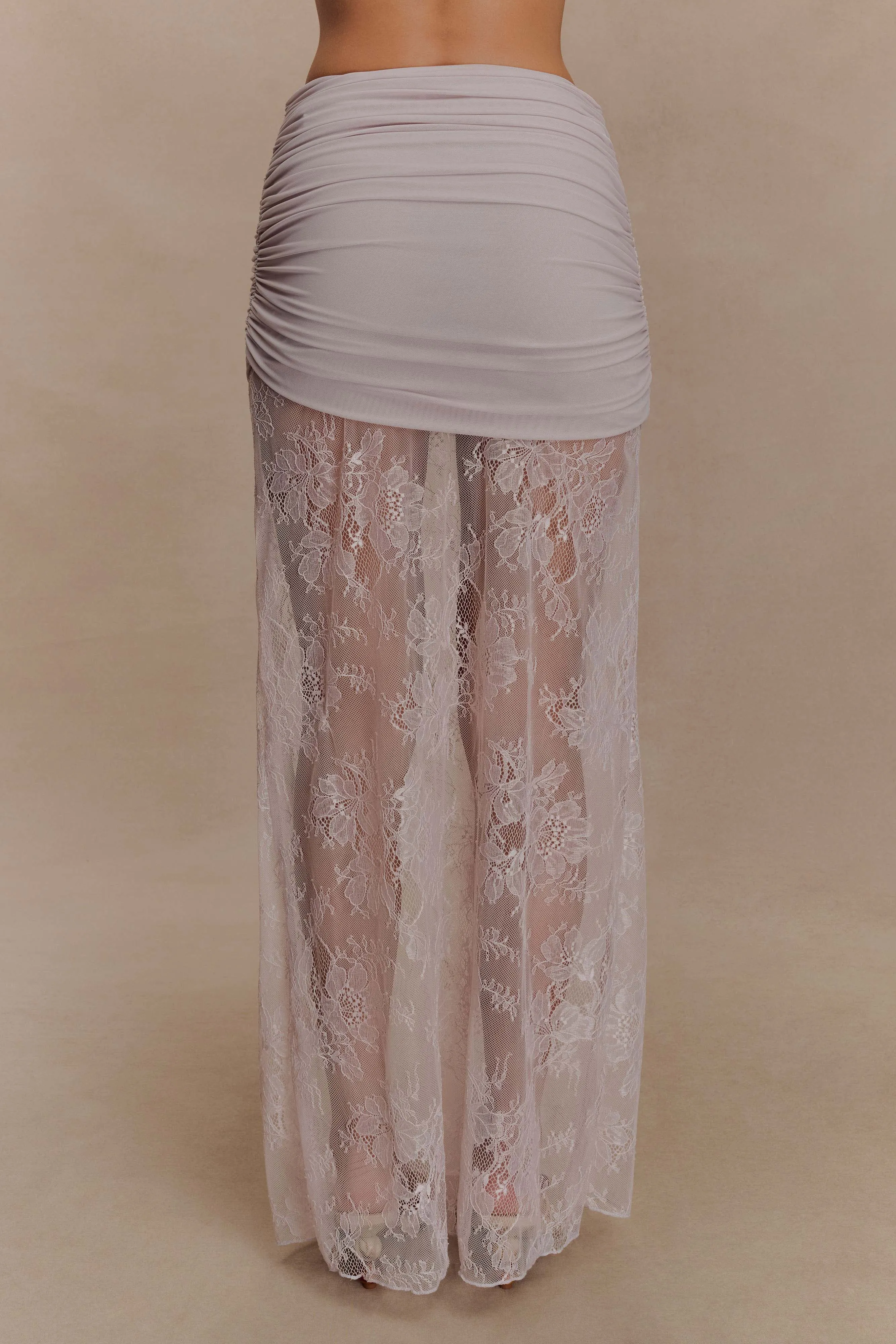 Guinevere Lace And Mesh Maxi Skirt - Lilac sold by Meshki product image thumbnail 2
