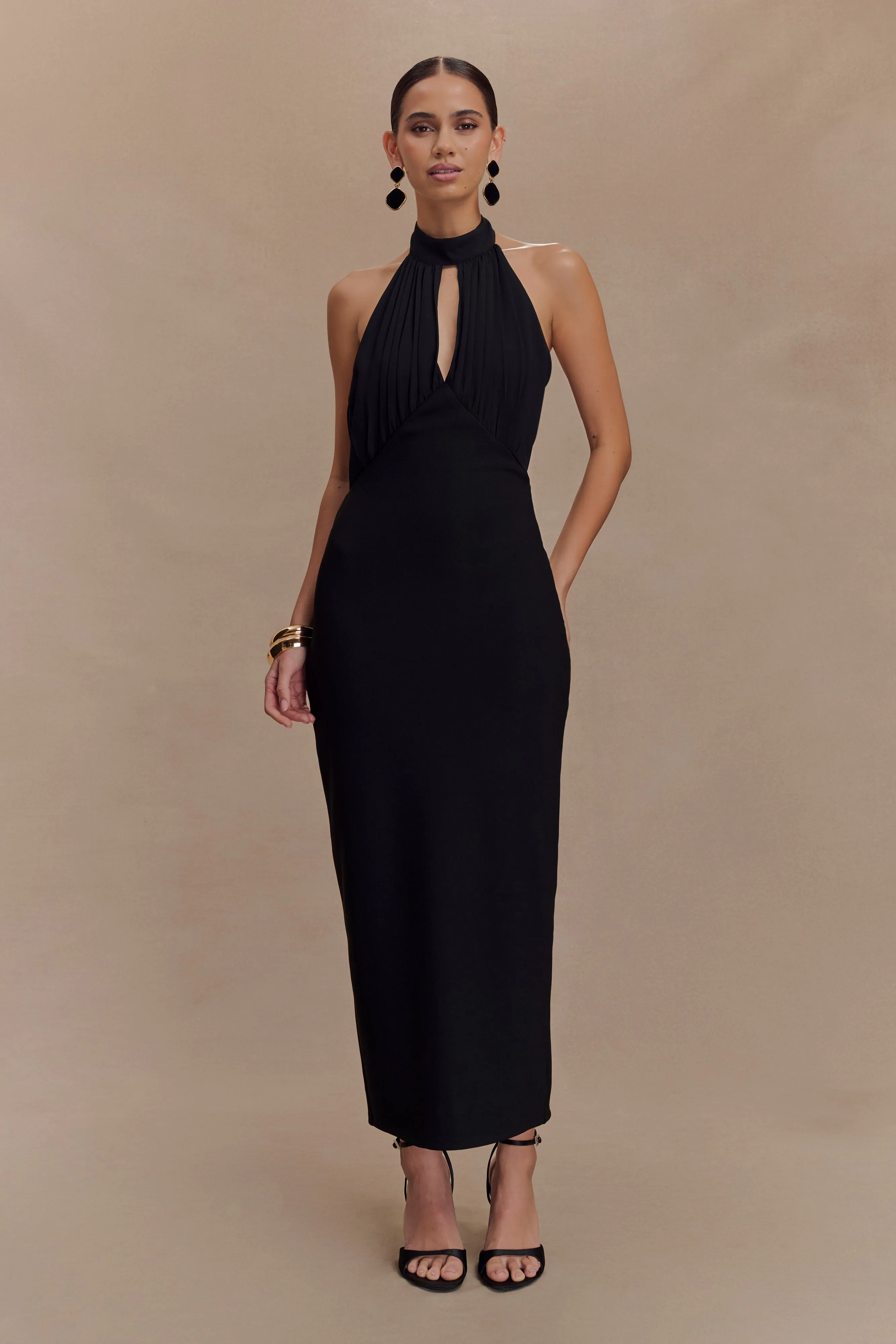 Mierah Halter Midi Dress - Black sold by Meshki
