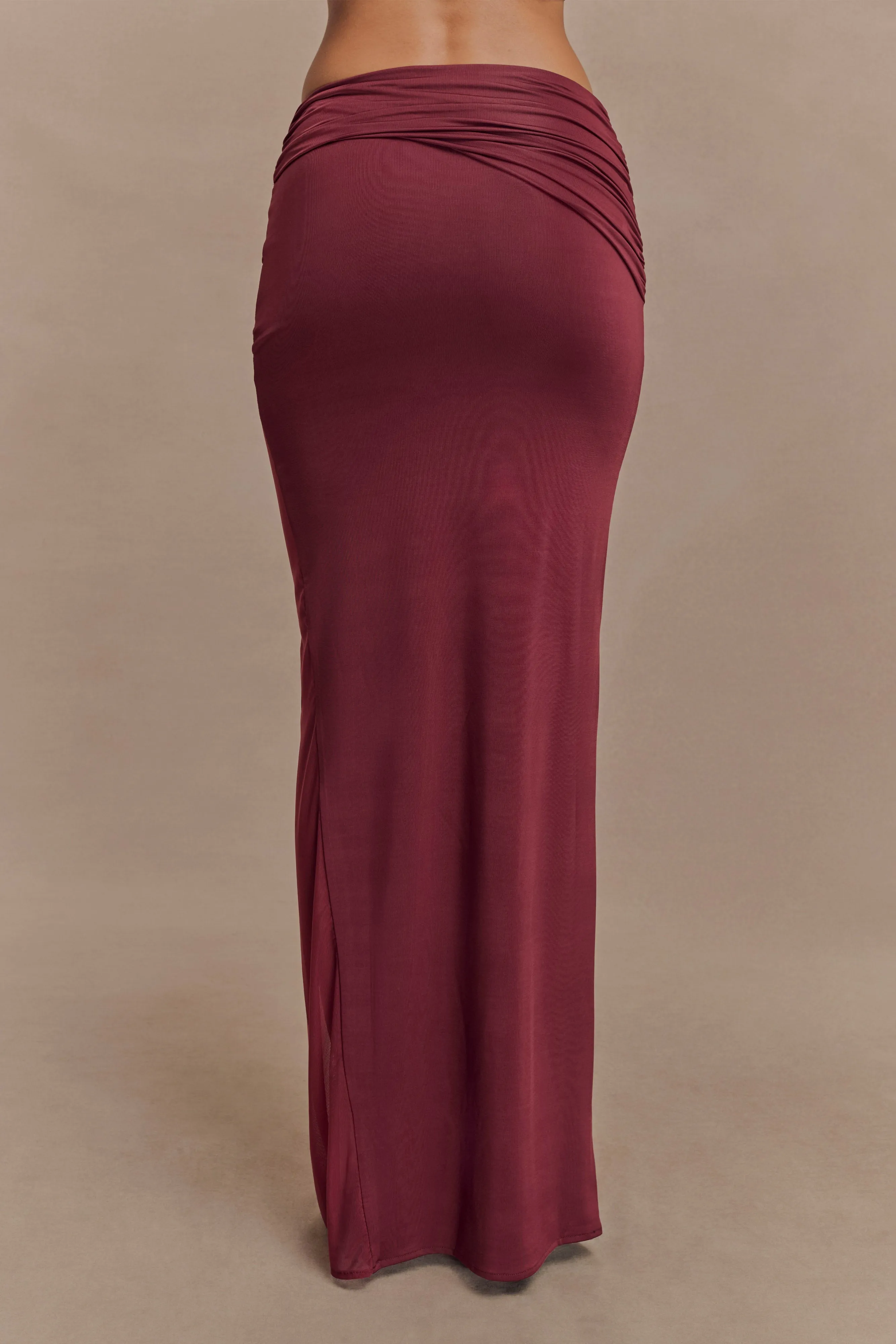 Judy Slinky And Mesh Maxi Skirt - Wine sold by Meshki product image thumbnail 2