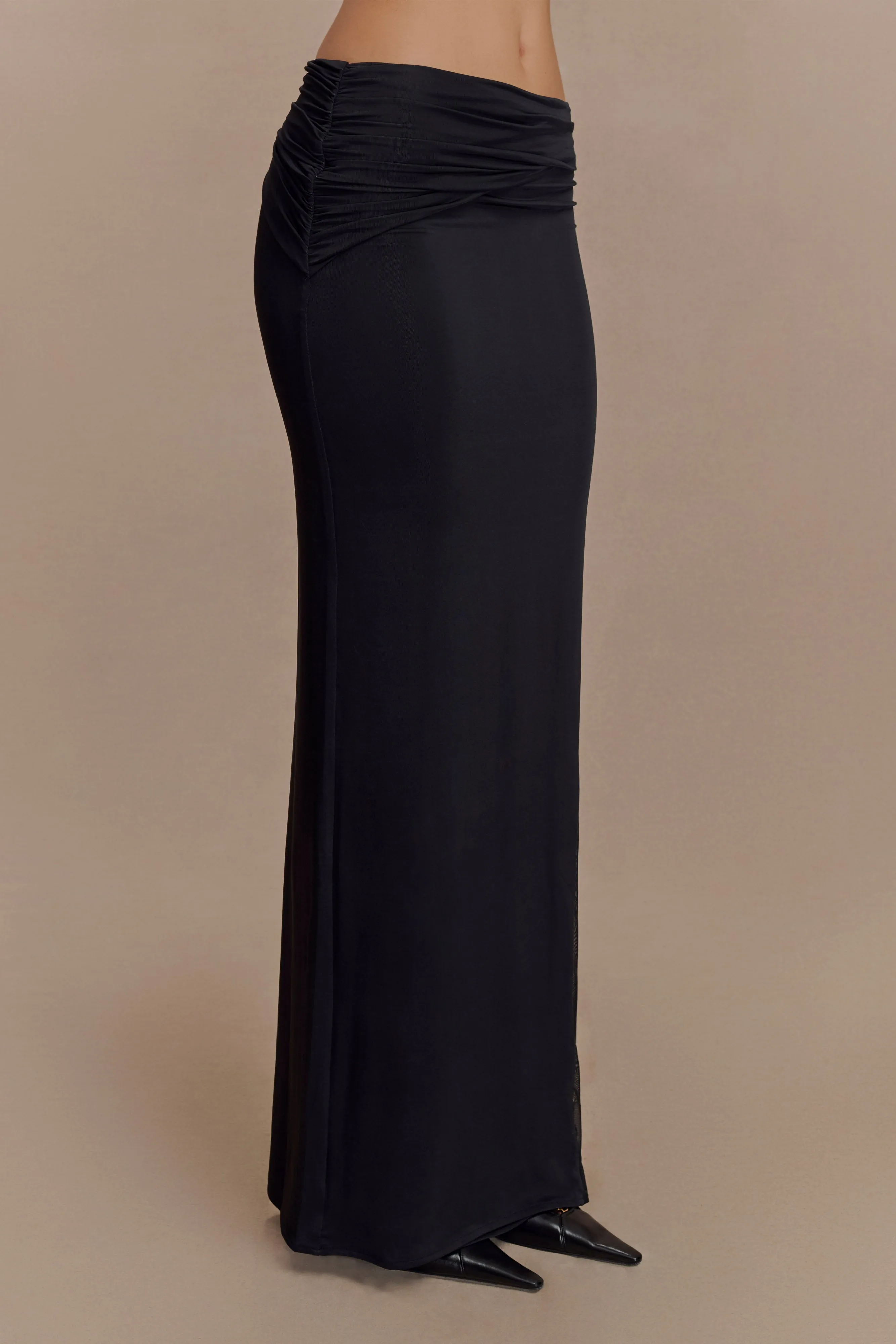 Judy Slinky And Mesh Maxi Skirt - Black sold by Meshki product image thumbnail 4