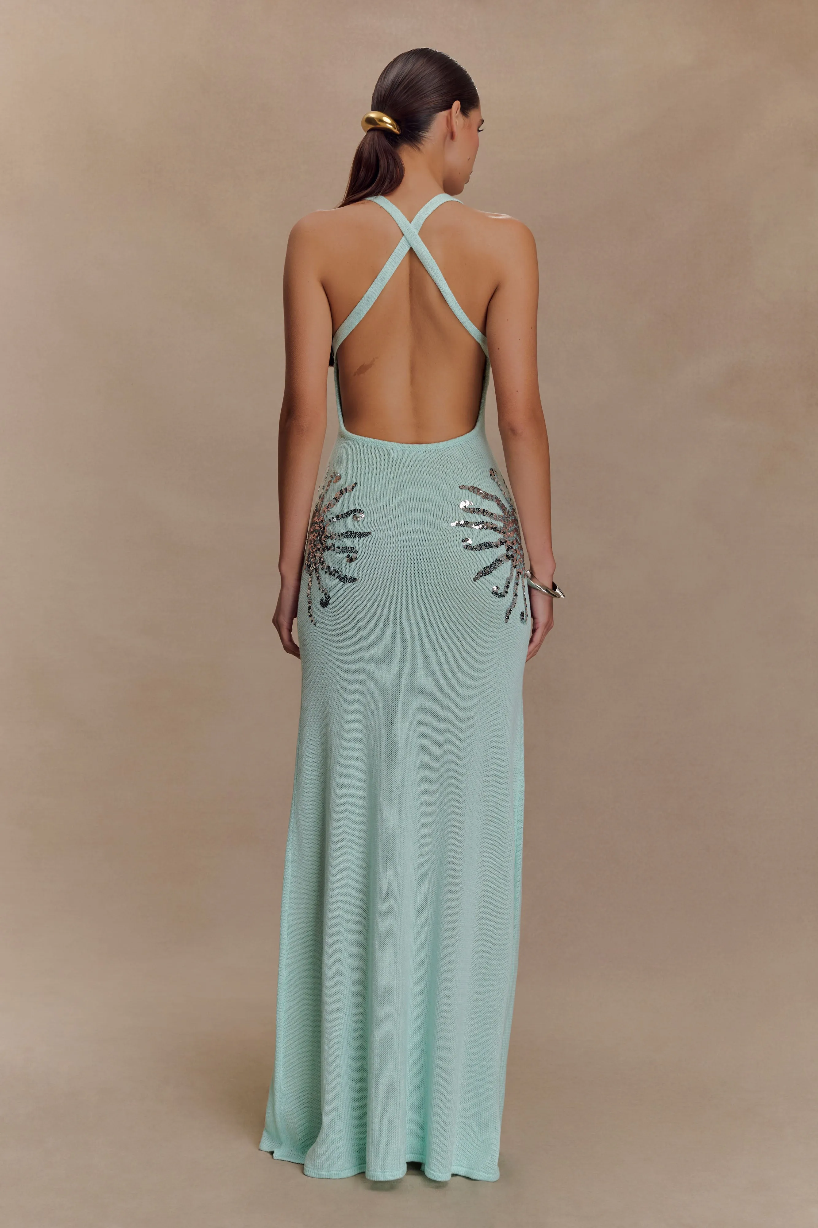 Ellington Knit Maxi Dress With Sequin - Lagoon sold by Meshki product image thumbnail 4