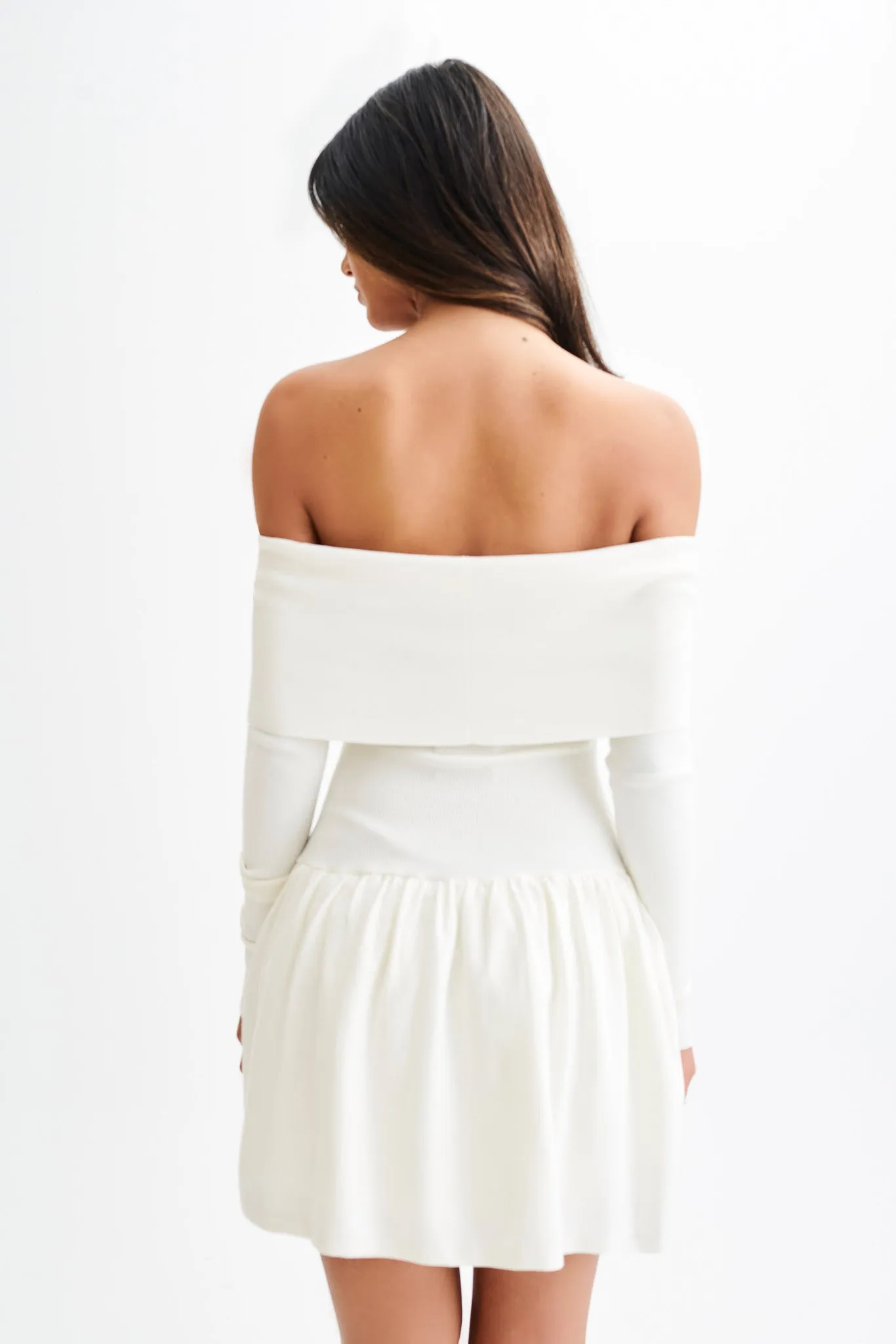 Atlanta Long Sleeve Mini Dress - Ivory sold by Meshki product image thumbnail 2